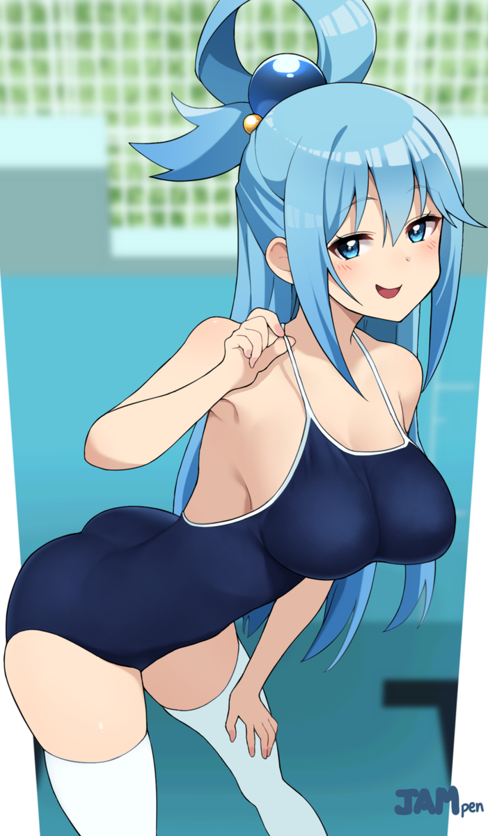 Water must enter the pool - Anime, Anime art, Konosuba, Aqua, Swimsuit, Stockings