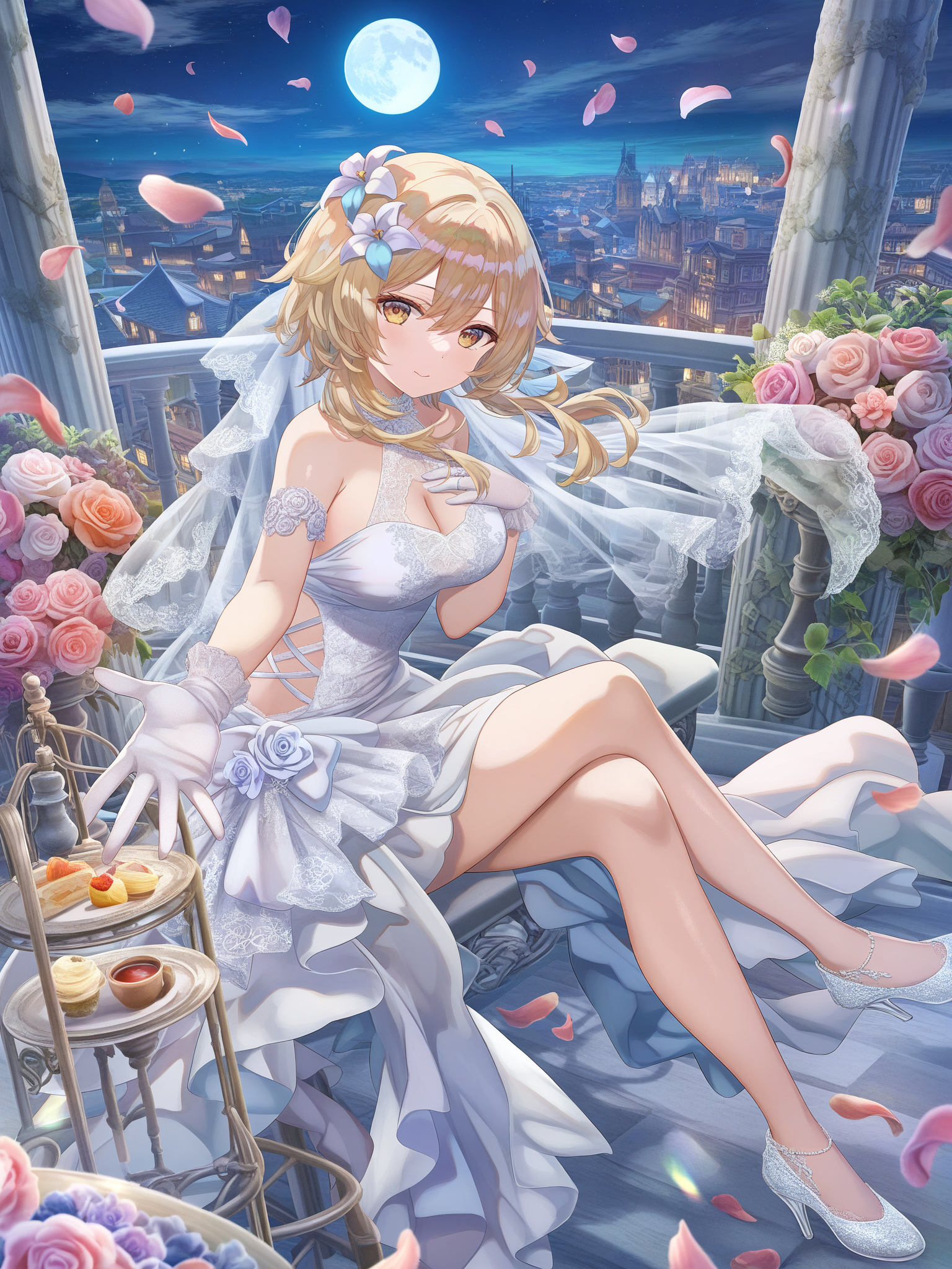 Luming - Neural network art, Pixiv, Anime art, Anime, Genshin impact, Wedding Dress, Lumine (Genshin Impact)