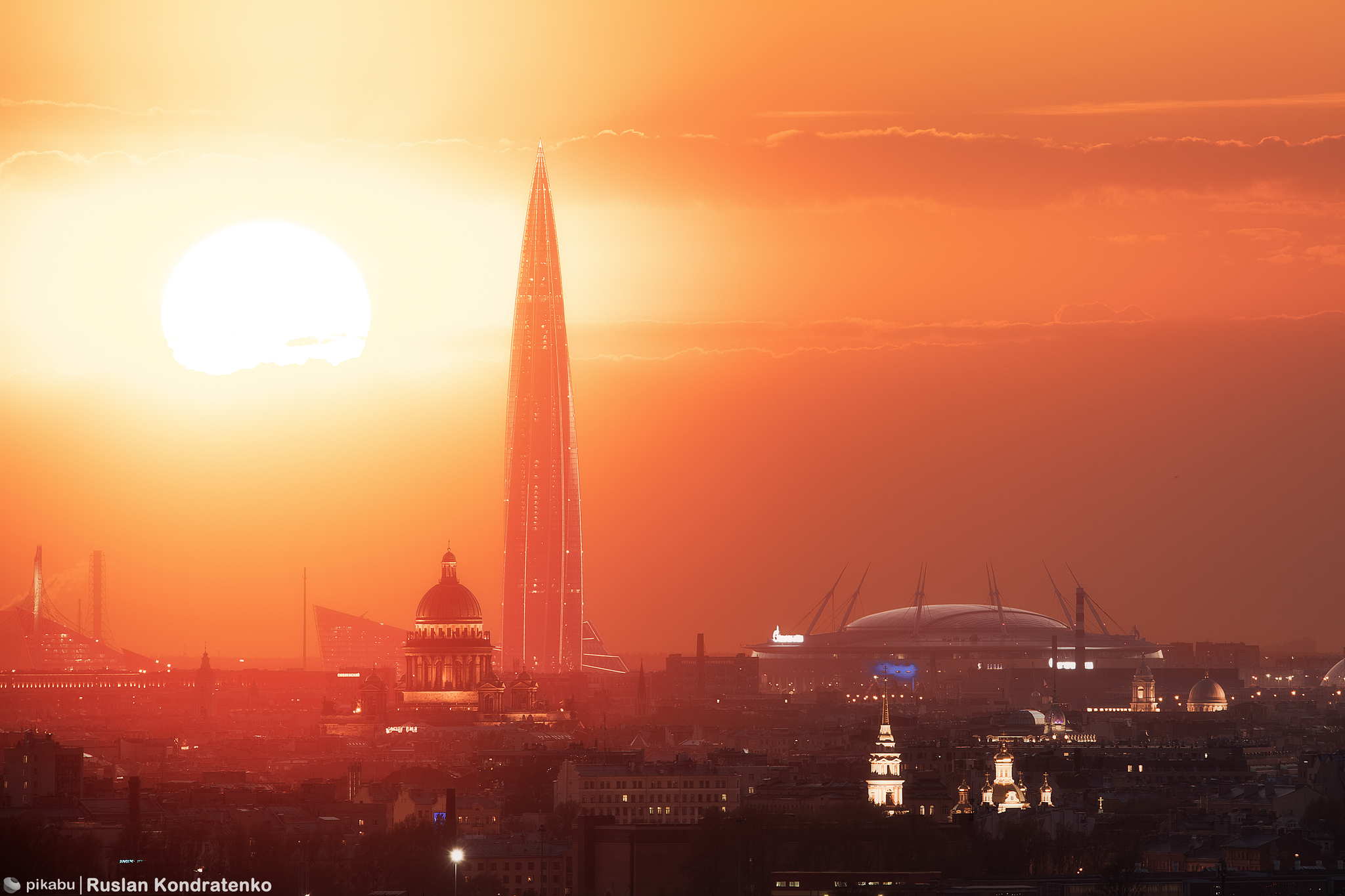 Sunset panorama of St. Petersburg - My, Saint Petersburg, The photo, Canon, Town, Collage, Sunset, Evening, Longpost, Lakhta, Lakhta Center, Saint Isaac's Cathedral, Video, Vertical video