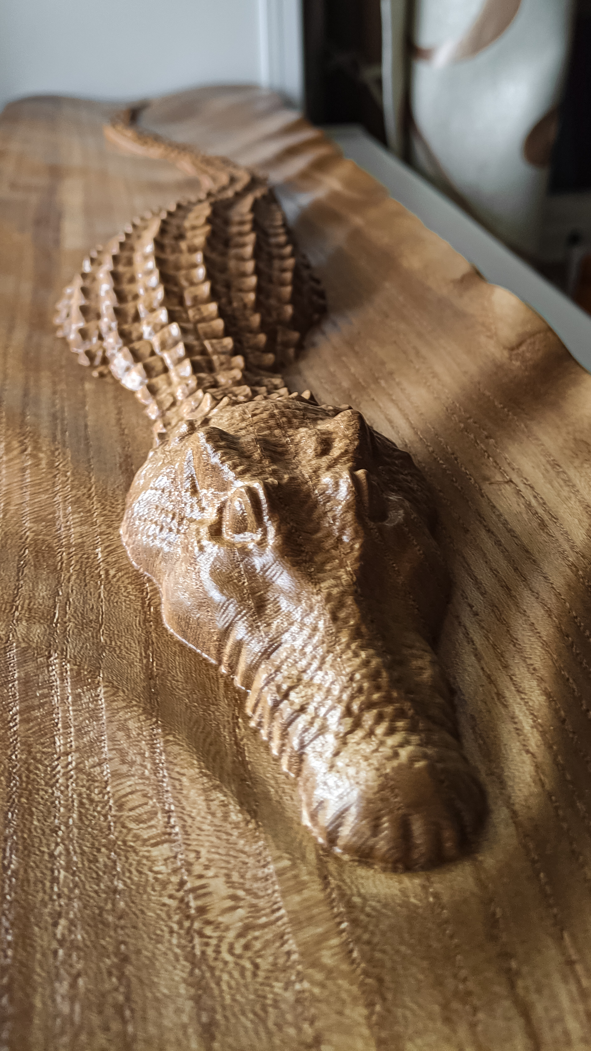 I'm doing it - My, CNC, Cnc router, 3D, Woodworking, Milling, Crocodiles, Wood products, Wood carving, Wood sculpture, Sculpture, Decor, Statuette, Karagach, Elm, Longpost, Video, Needlework without process