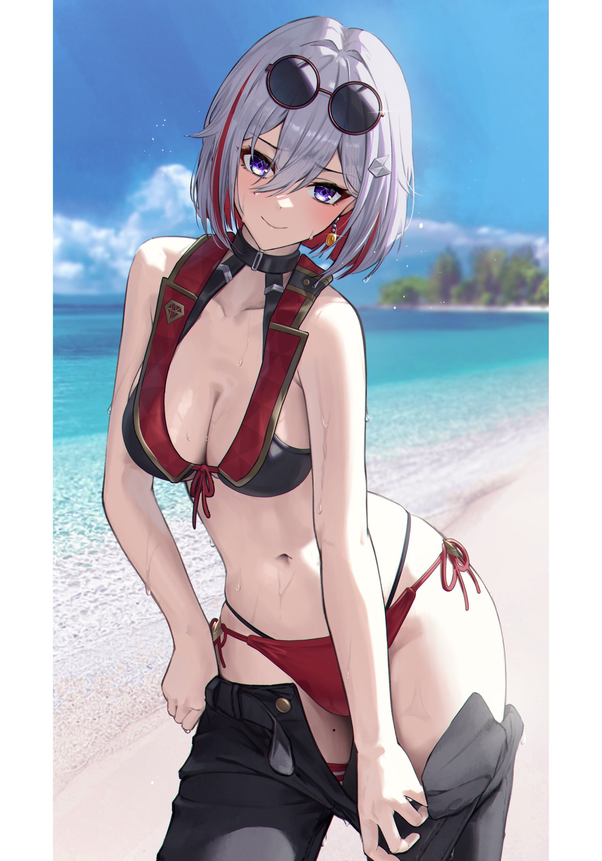 Elena at sea - Anime, Anime art, Honkai: Star Rail, Topaz (Honkai: Star Rail), Swimsuit