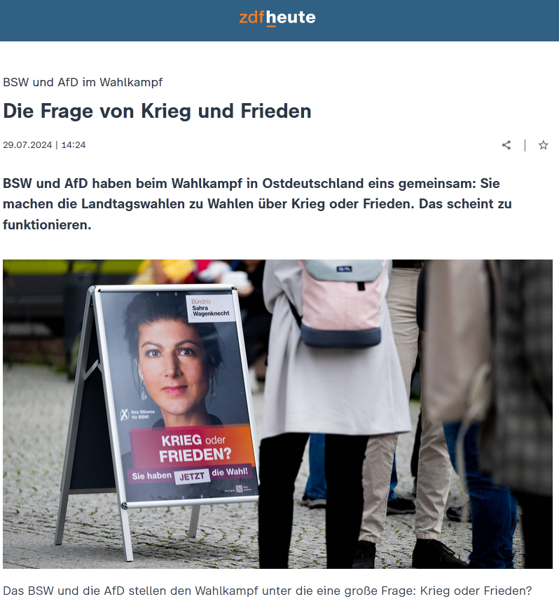 Germany: A Question of War and Peace - Politics, Germany, Special operation, Elections, Sarah Wagenknecht, Adh, Saxony, Brandenburg, Victor Orban, Longpost