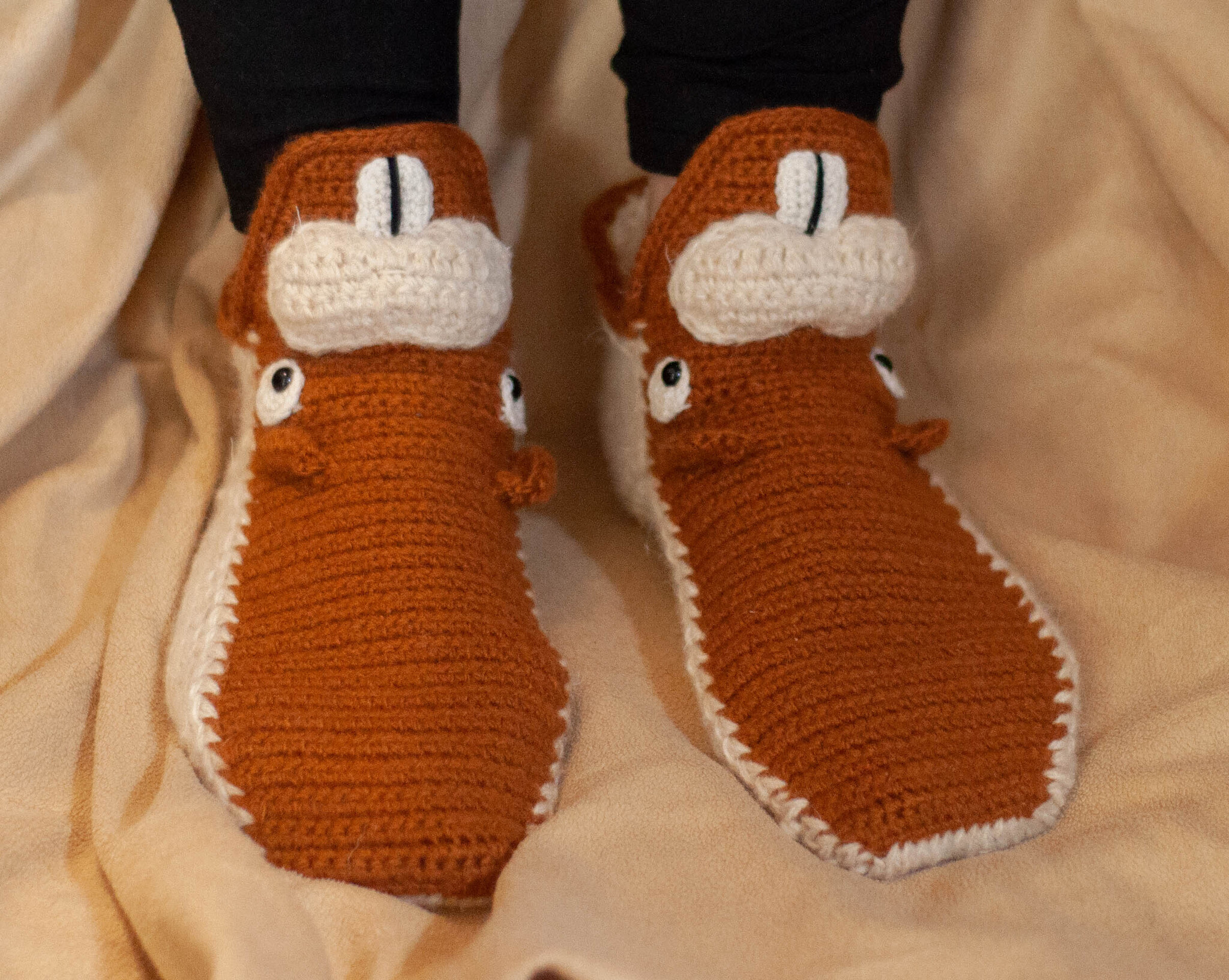 Beaver slippers, knitting fur slippers - My, Slippers, Handmade, Needlework without process, Knitting, Shoes, Presents, Beavers, Cool Cartoon Beavers, Longpost