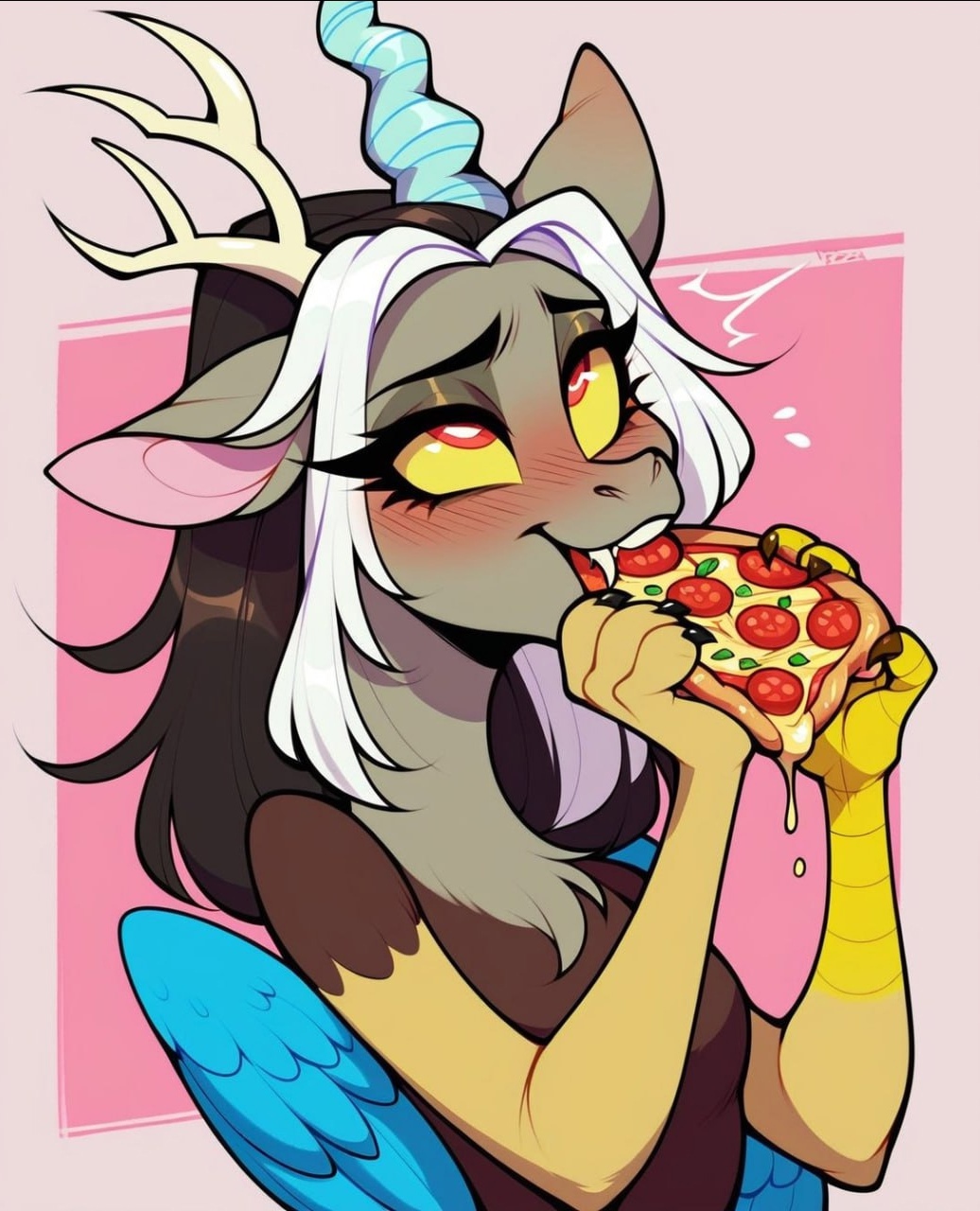 Literally ME if the opportunity to eat pizza arises. Preferably double pepperoni - My little pony, Eris, MLP Discord, Pizza