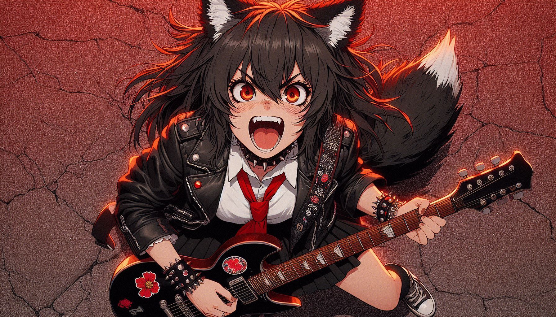 Rox Fox - new video 'I Got Banana Bomb!' - My, Neural network art, Нейронные сети, Girls, Art, Anime art, Anime, Original character, Kitsune, Animal ears, Tail, Rock, Metal, Clip, Ginger & White, Longpost