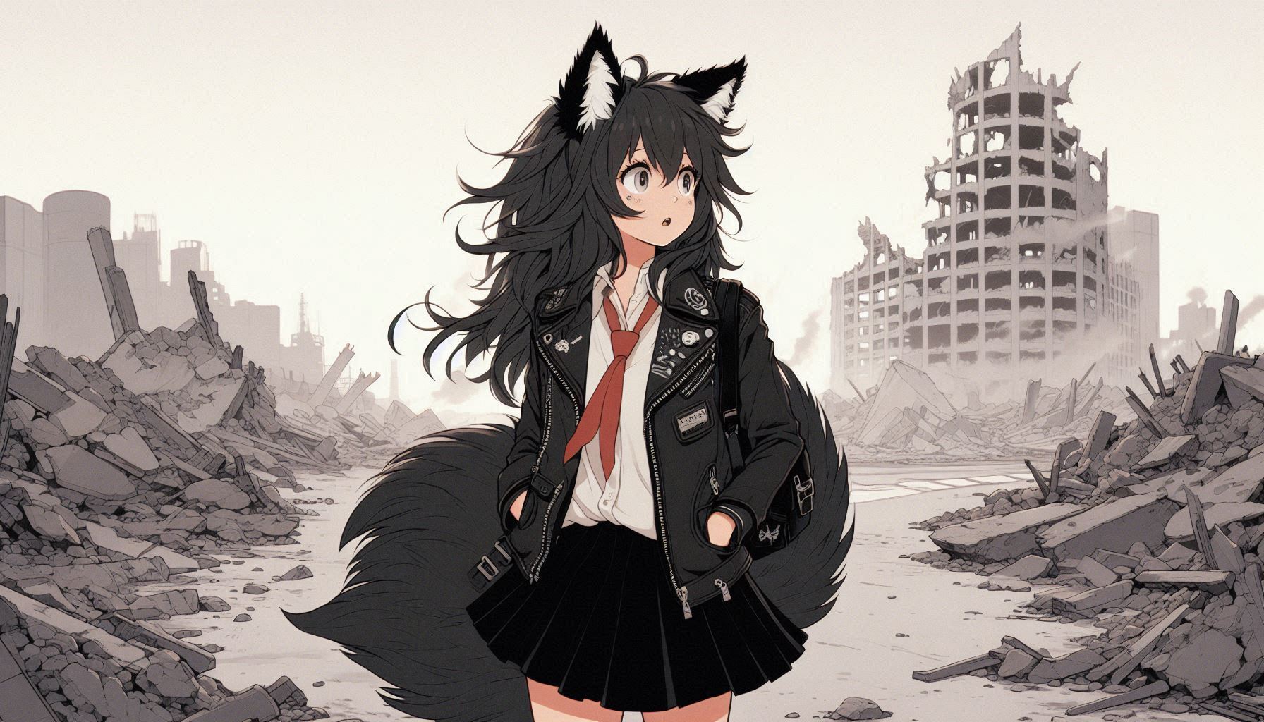 Rox Fox - new video 'I Got Banana Bomb!' - My, Neural network art, Нейронные сети, Girls, Art, Anime art, Anime, Original character, Kitsune, Animal ears, Tail, Rock, Metal, Clip, Ginger & White, Longpost