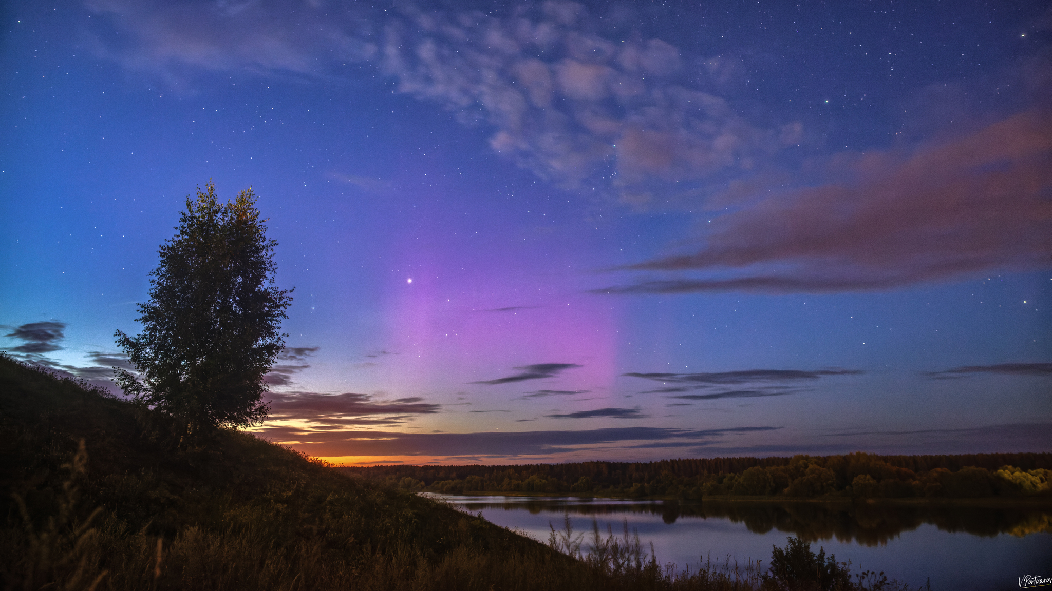 Evening - My, The photo, Nature, Sky, Night, Astrophoto, Polar Lights, Starry sky, Night shooting, Clouds, Stars