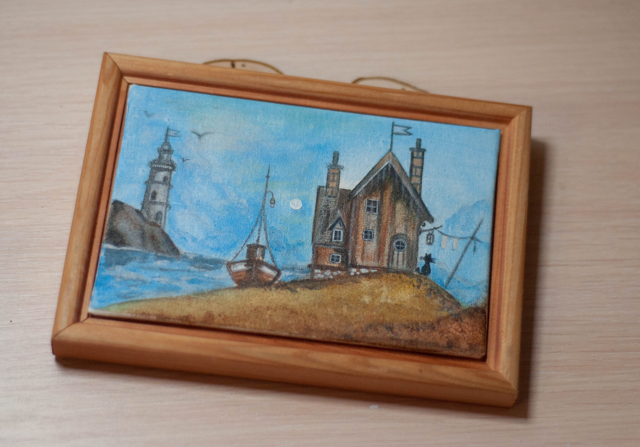 Miniature Fisherman's Hut - My, Sea, Lighthouse, Hut, Painting, Decor, Painting, Acrylic, Canvas, Longpost