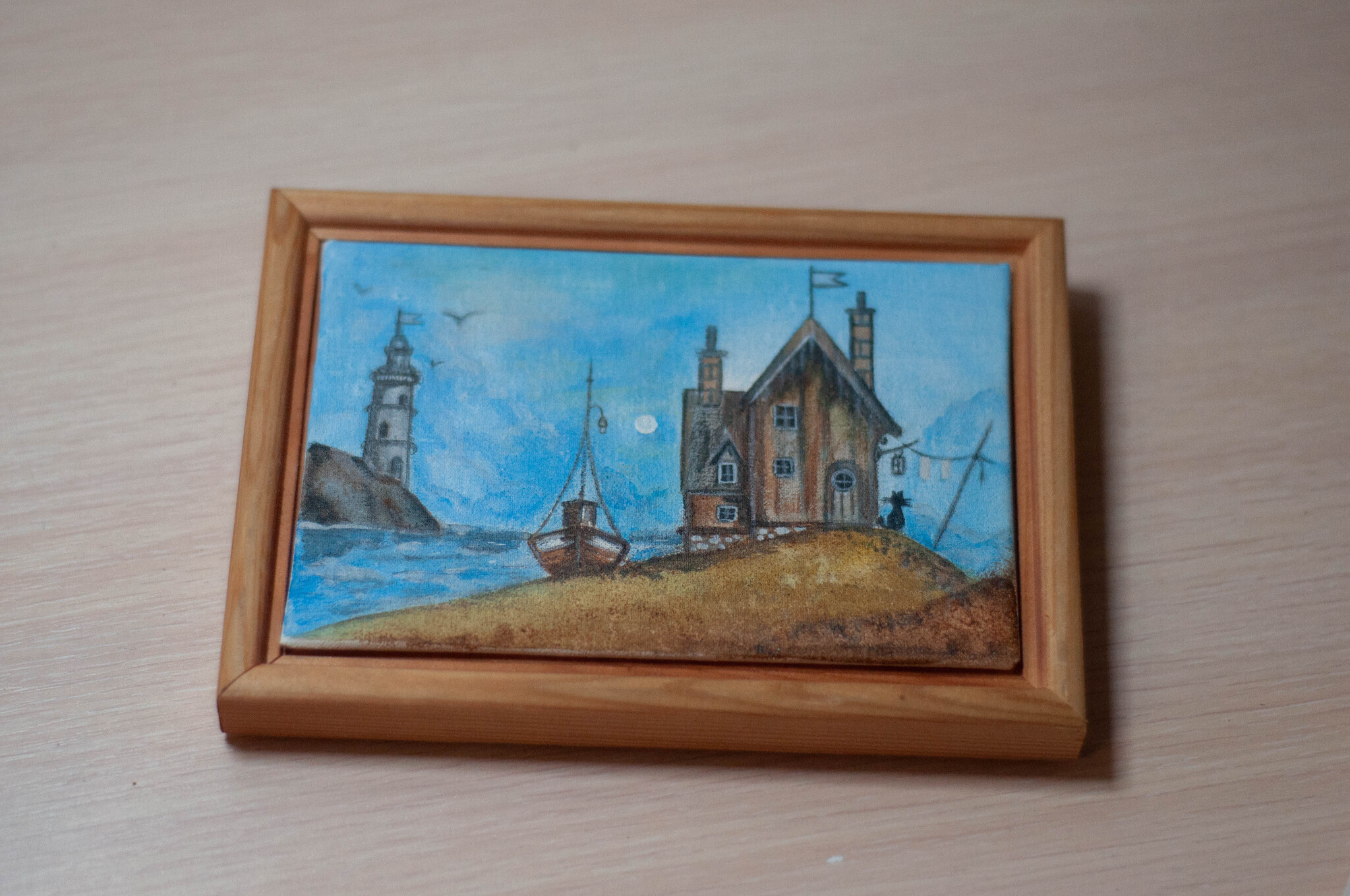 Miniature Fisherman's Hut - My, Sea, Lighthouse, Hut, Painting, Decor, Painting, Acrylic, Canvas, Longpost