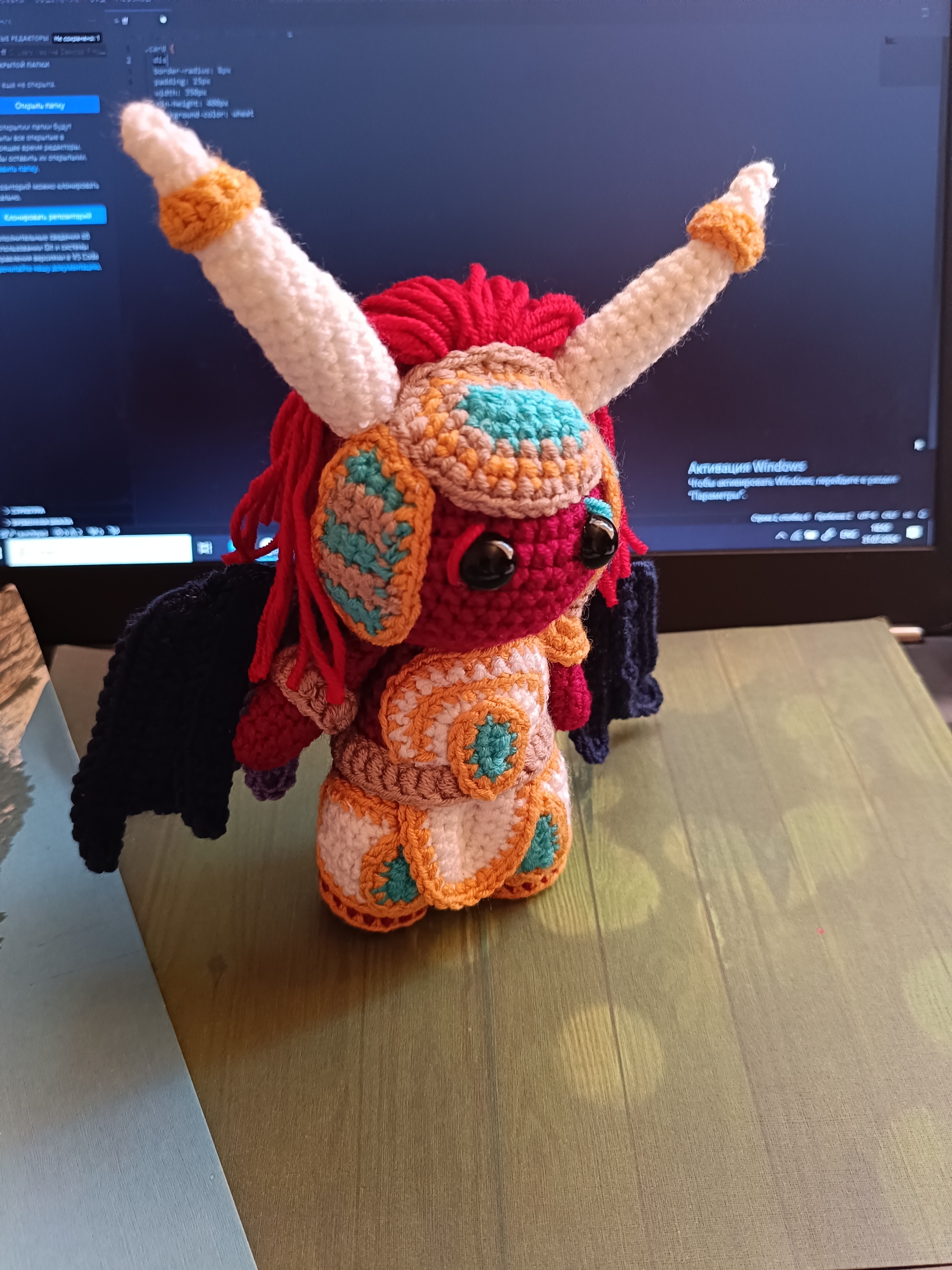 Magnus Primarch - My, Amigurumi, Knitted toys, Warhammer, Primarchs, Scarlet King, Magnus the red, Demon, Author's toy, Crochet, Longpost