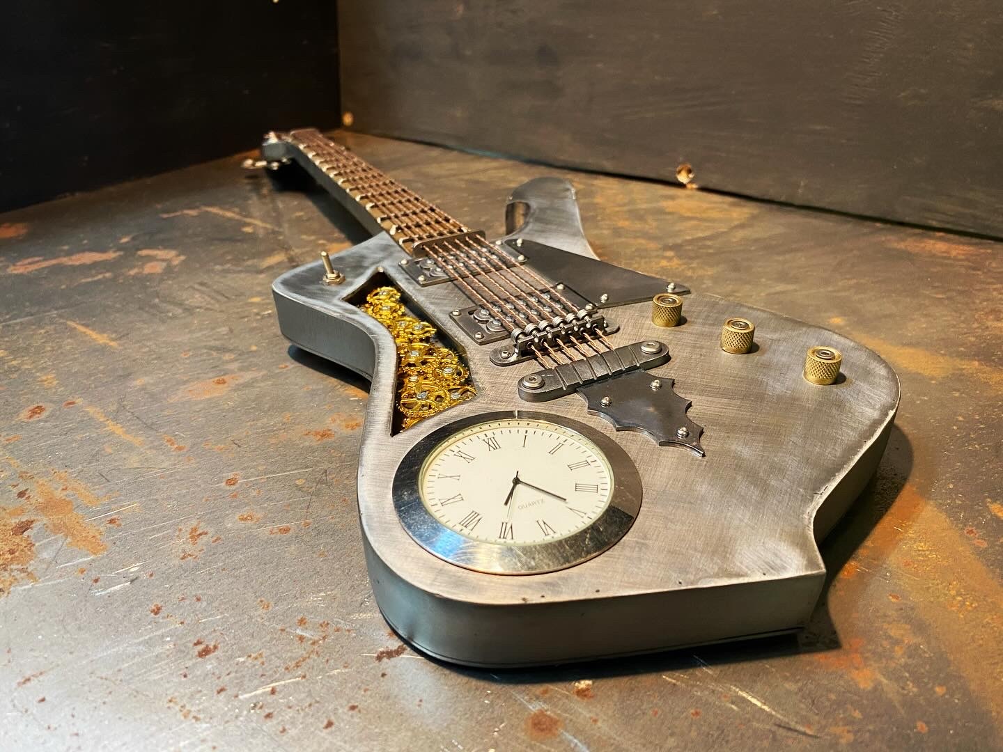 Guitar with a clock. Steampunk type - With your own hands, Needlework with process, Welding, Guitar, Steampunk, Longpost