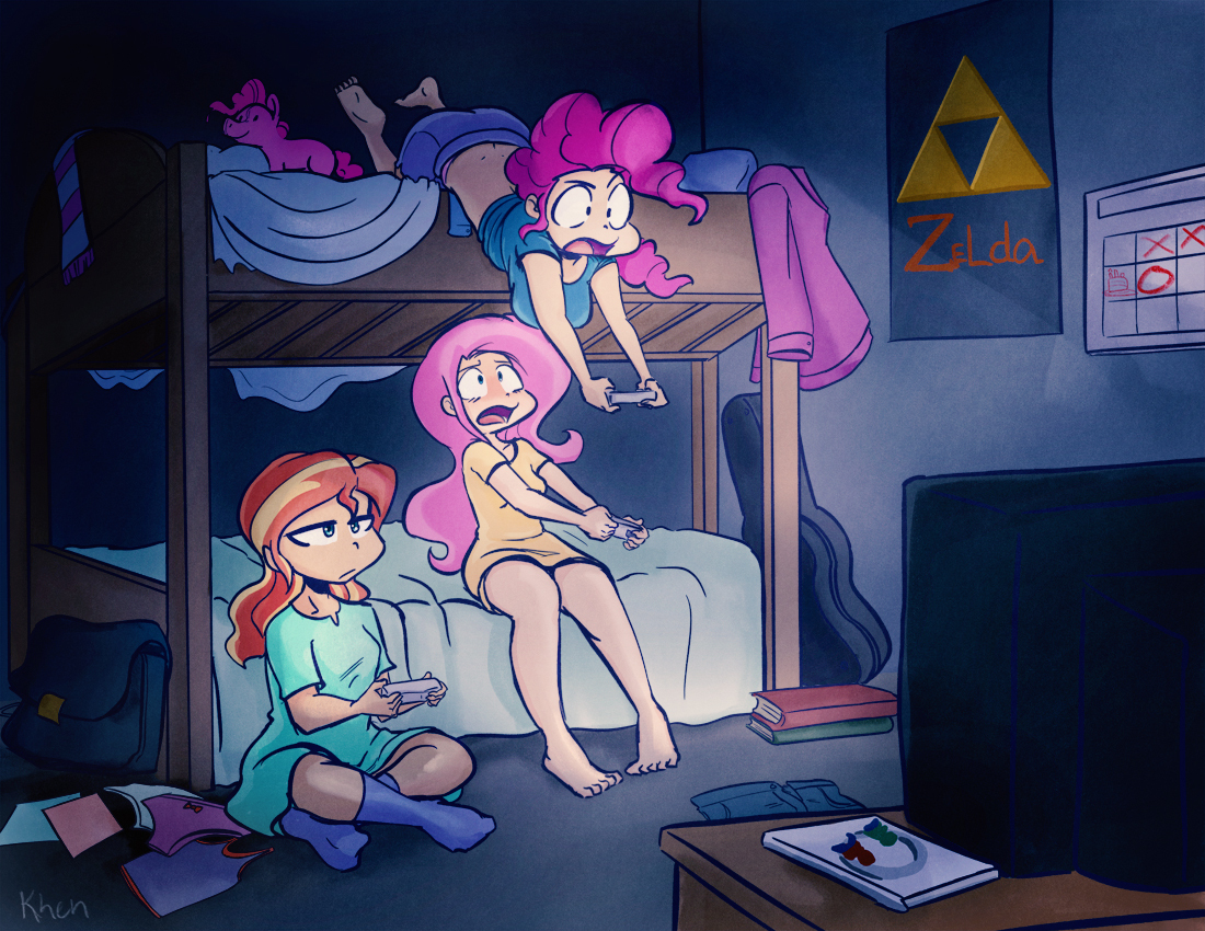 What do you think these three are playing at? - Art, My little pony, PonyArt, Pinkie pie, Fluttershy, Sunset shimmer, Humanization