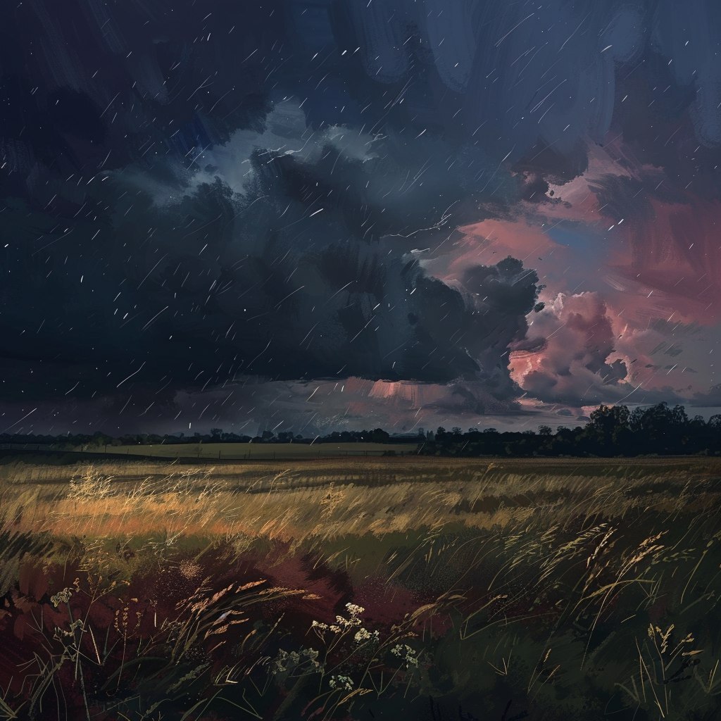 Field - My, Art, Neural network art, Midjourney, Nature, Thunderstorm, Summer