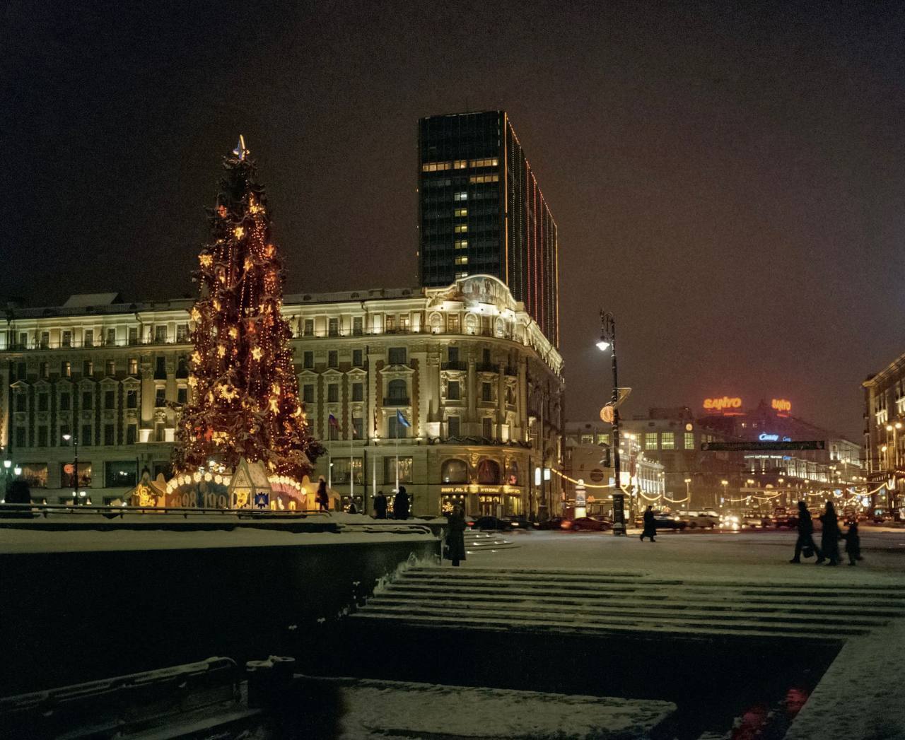 Зимний вечер на Манежной площади, 1999 г - Москва, Фотография, Манежная площадь, Ретро