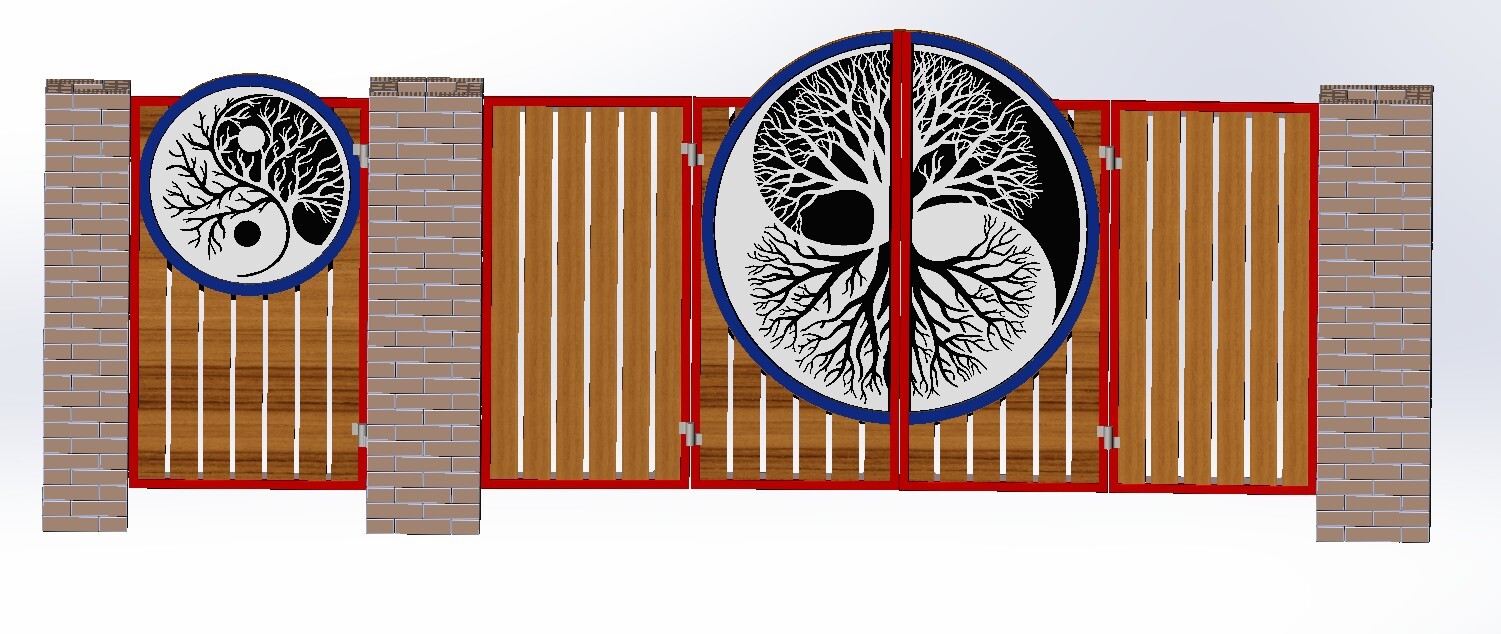 Completion of the gate project - My, Design, Gates, Yin Yang, Woodworking, Tree of life, Longpost