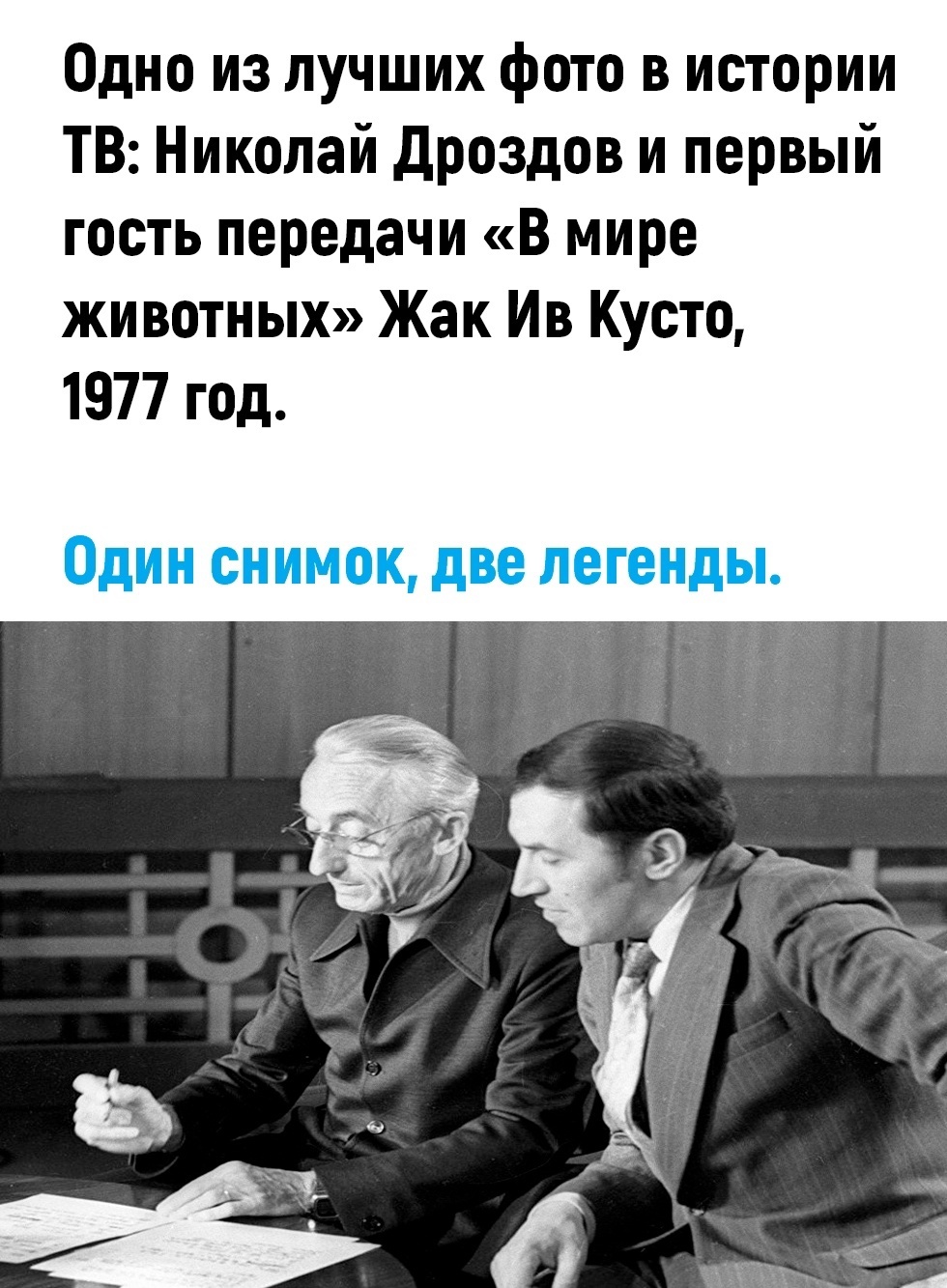 Легенды - Картинка с текстом, Жак Ив Кусто, Николай Дроздов, В мире животных, Повтор