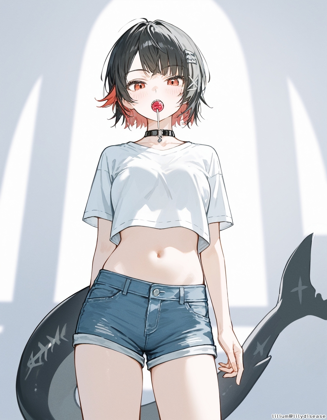 Ellen - Anime art, Anime, Girls, Games, Ellen Joe (zzz), Zenless Zone Zero, Shorts, Neural network art, Tail