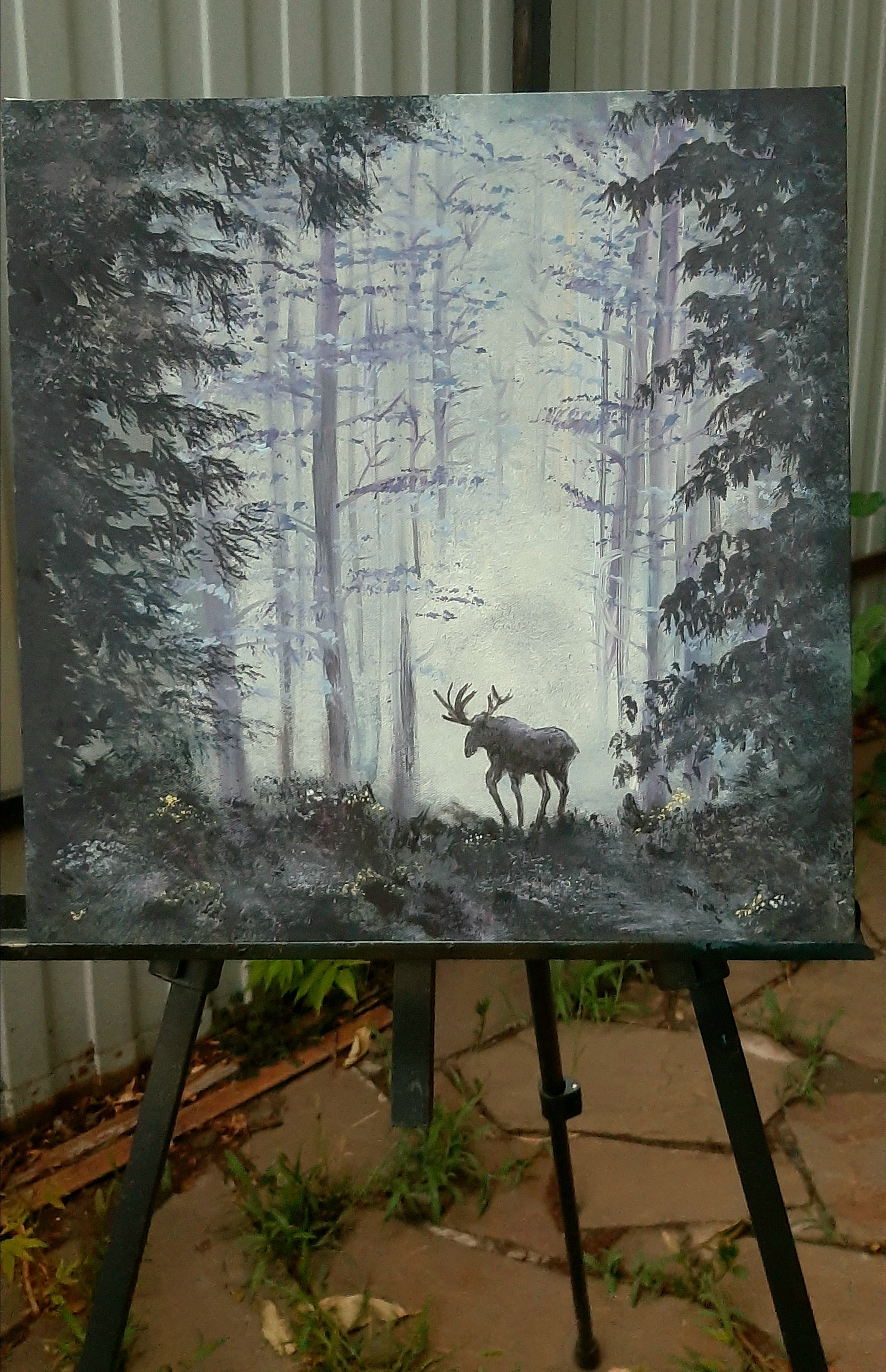 Losyash - My, Beginner artist, Painting, Drawing, Gouache, Tree, Elk