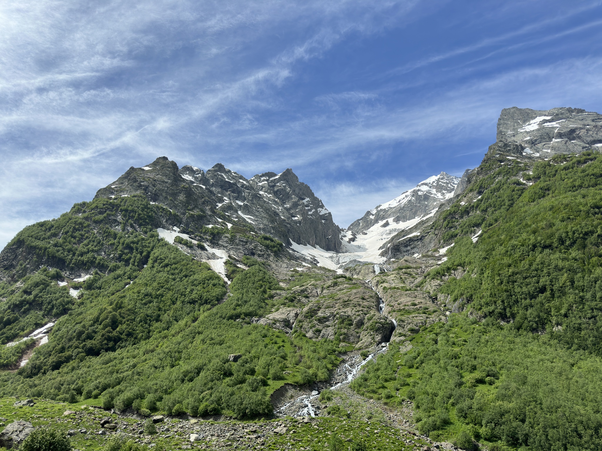 Karachay-Cherkessia ))) Dombay)) - My, Caucasus mountains, Sky, Waterfall, Longpost