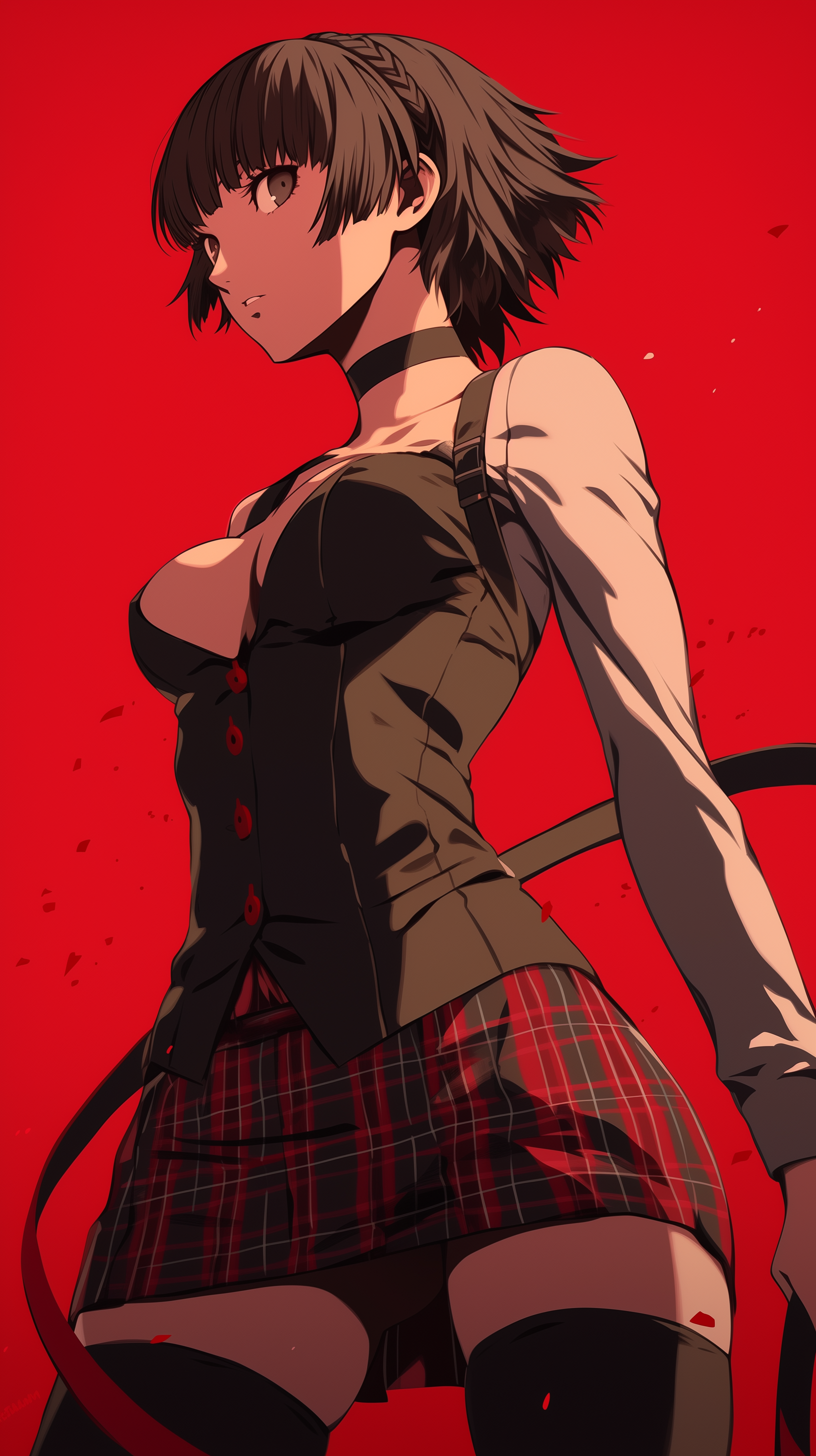 Makoto - Art, Anime, Anime art, Persona, Persona 5, Niijima Makoto, Games, Game art, Neural network art, Longpost