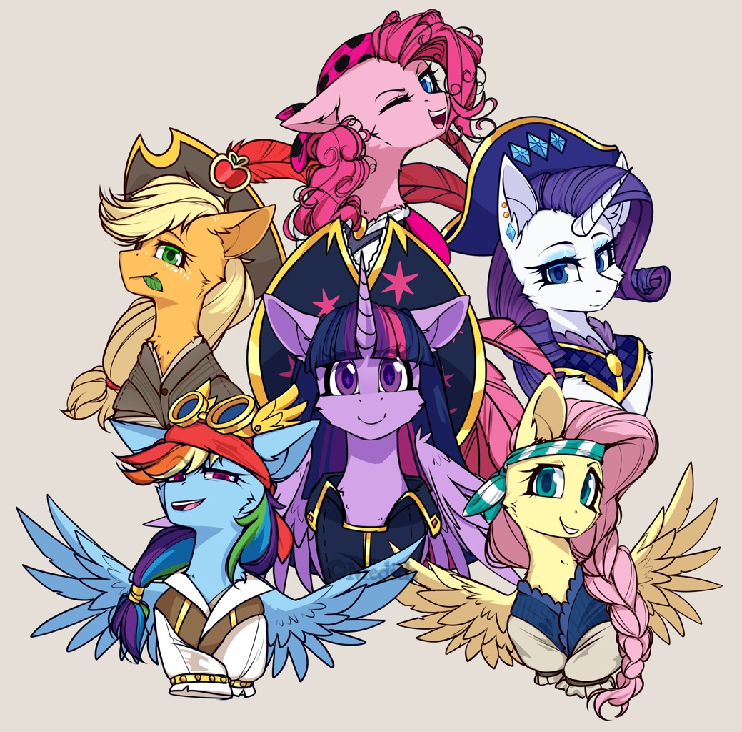 Дружелюбные пираты - My Little Pony, Fluttershy, Twilight sparkle, Rarity, Applejack, Rainbow Dash, Pinkie Pie