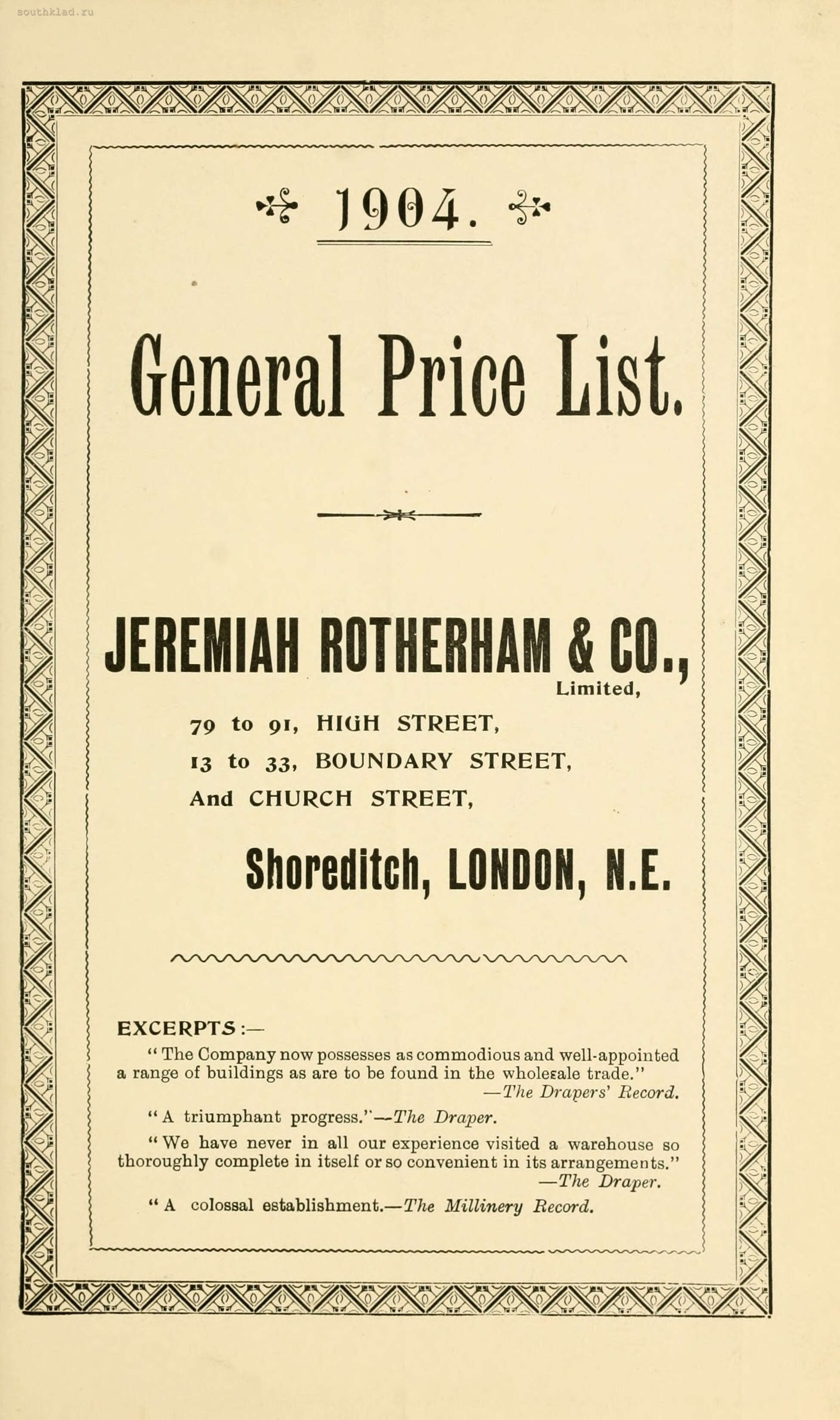 General price list of Jeremiah Rotherman & Co goods from 1904 - Images, Books, Price, Products, England, Catalog, Longpost