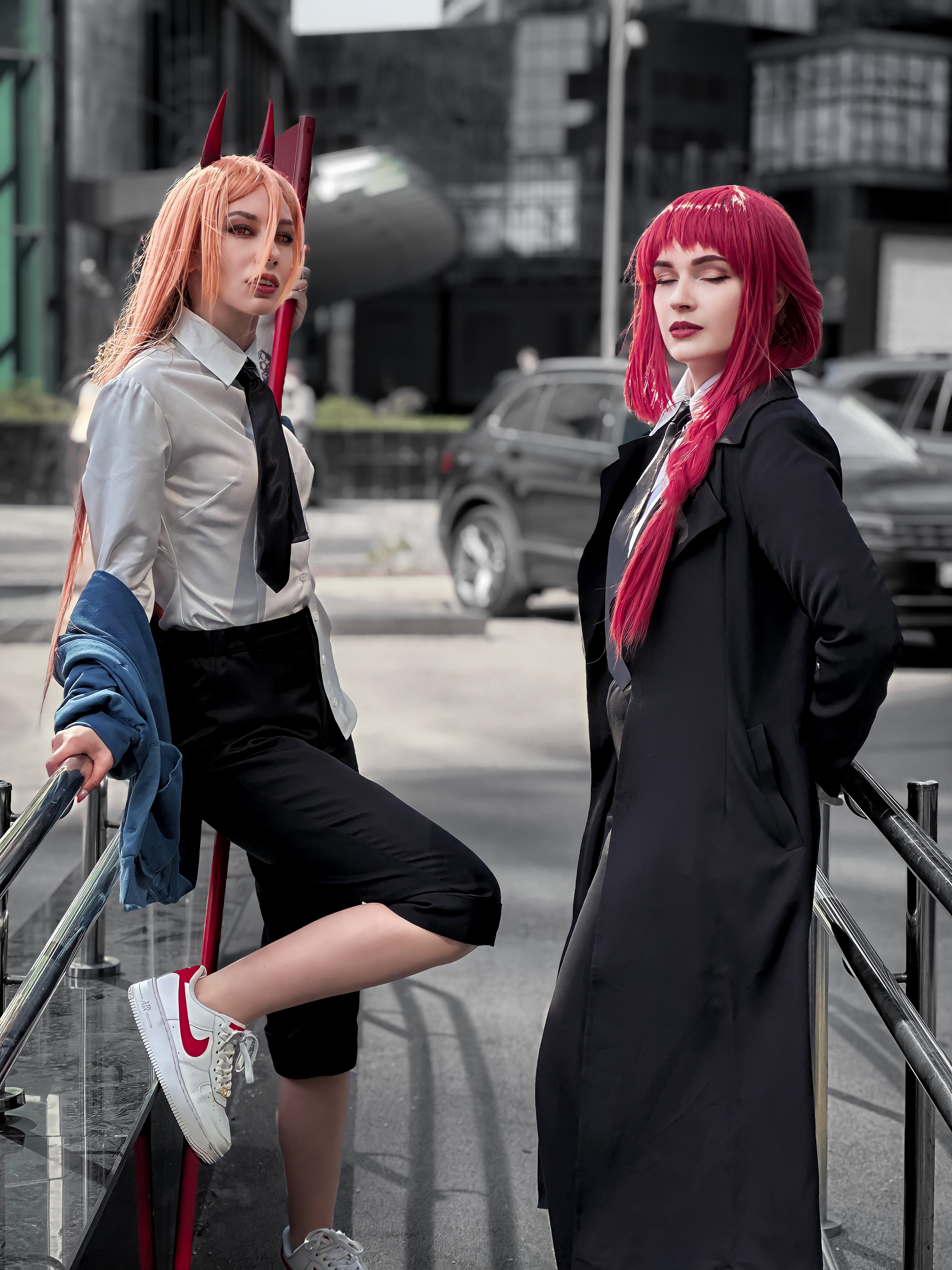 Makima and Power cosplay - My, Chainsaw man, Makima, Power (Chainsaw Man), Anime, Cosplay, Longpost, The photo