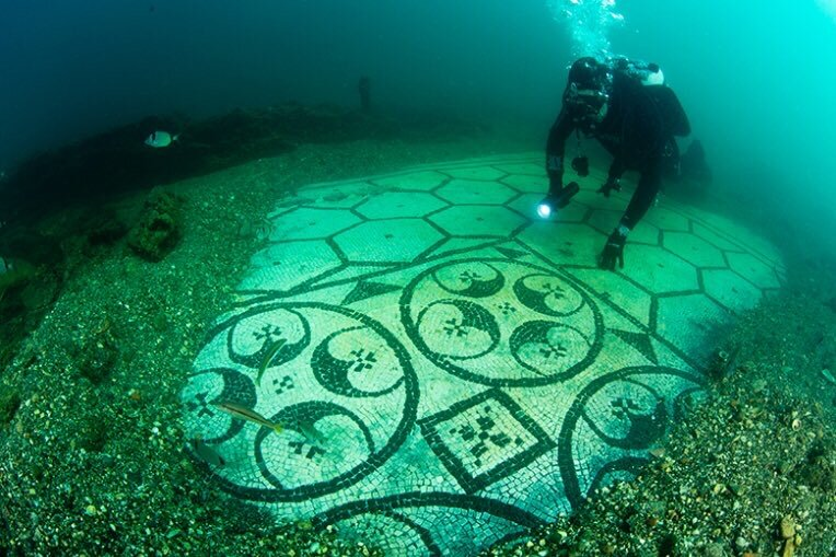 Mosaic and diving - Mosaic, Diving, Art, Archeology, Underwater photography, Antiquity, Ancient Rome, The Roman Empire, Diver, Immersion, Longpost