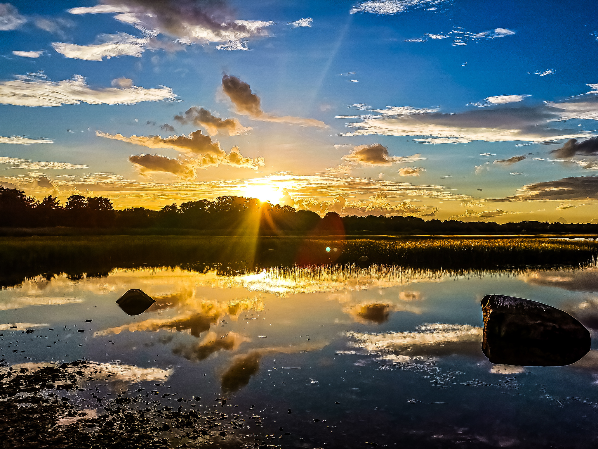 Sunset - My, The photo, Sunset, Nature, Calm, Evening, Summer, Clouds, Reflection