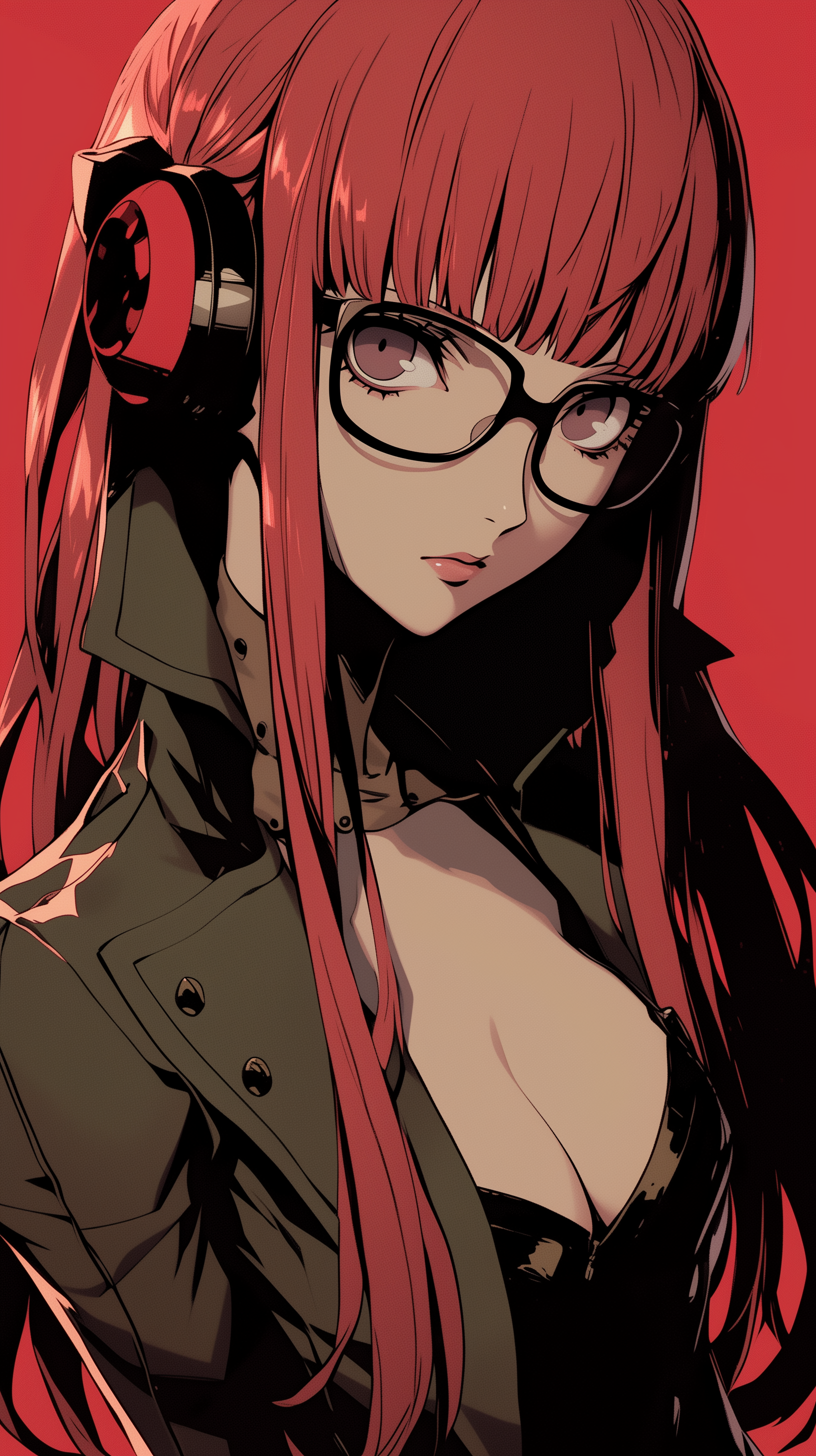 Футаба - Арт, Аниме, Anime Art, Persona, Persona 5, Игры, Game Art, Арты нейросетей, Sakura Futaba, Очки, Длиннопост