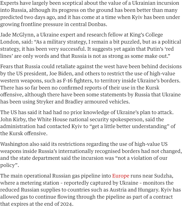 The Guardian: Putin's 'red lines' are just words - Jade McGlynn - Politics, Kursk region, Suja, Special operation, Vladimir Putin, Media and press, The Guardian, Longpost