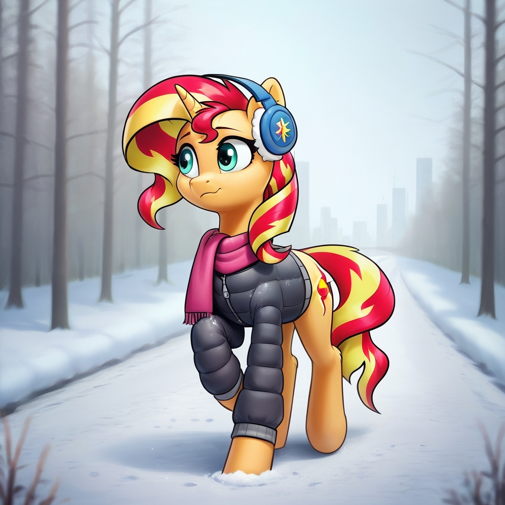 We're walking around the city! - My, Neural network art, My little pony, PonyArt, Sunset shimmer, Longpost