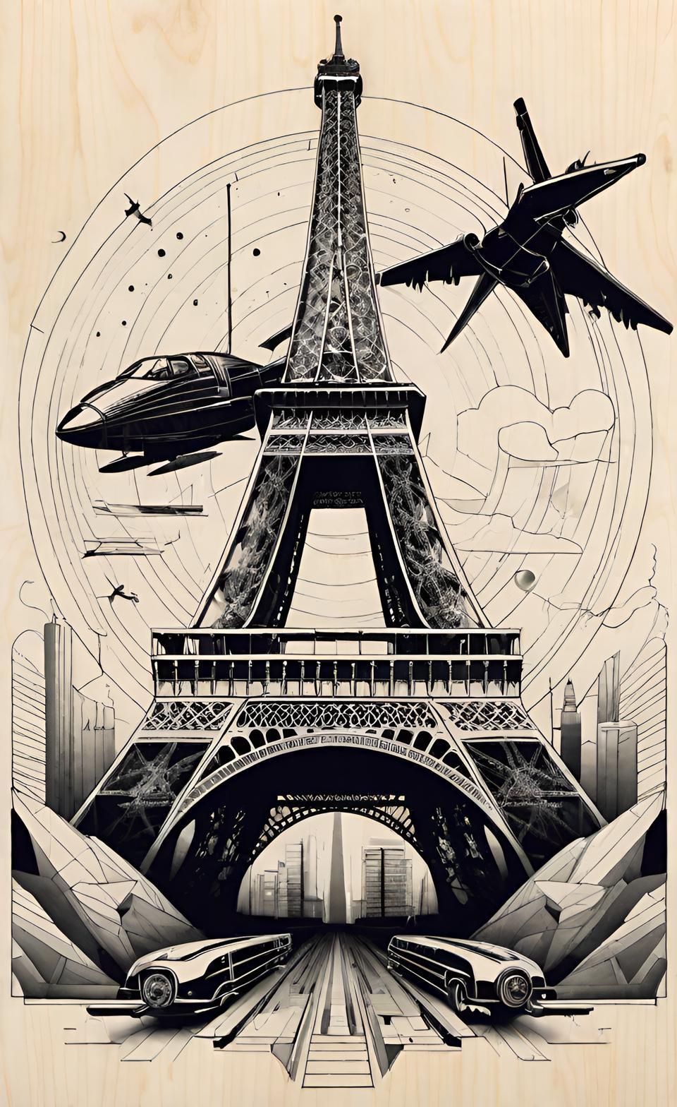 Category “Where does the expression come from” - My, Telegram (link), Neural network art, Artificial Intelligence, Plywood, Expression, Origin, Etymology, History (science), Legend, Paris, Airplane, Eiffel Tower, Innovations, Longpost