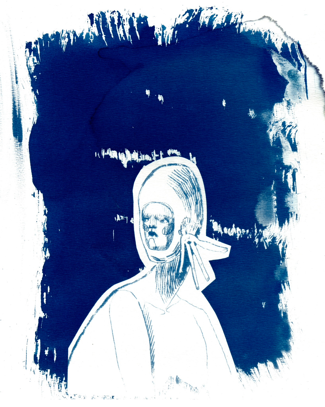 Cyanotype - My, Art, Modern Art, Cyanotype, Seal, Drawing, Blue, Longpost