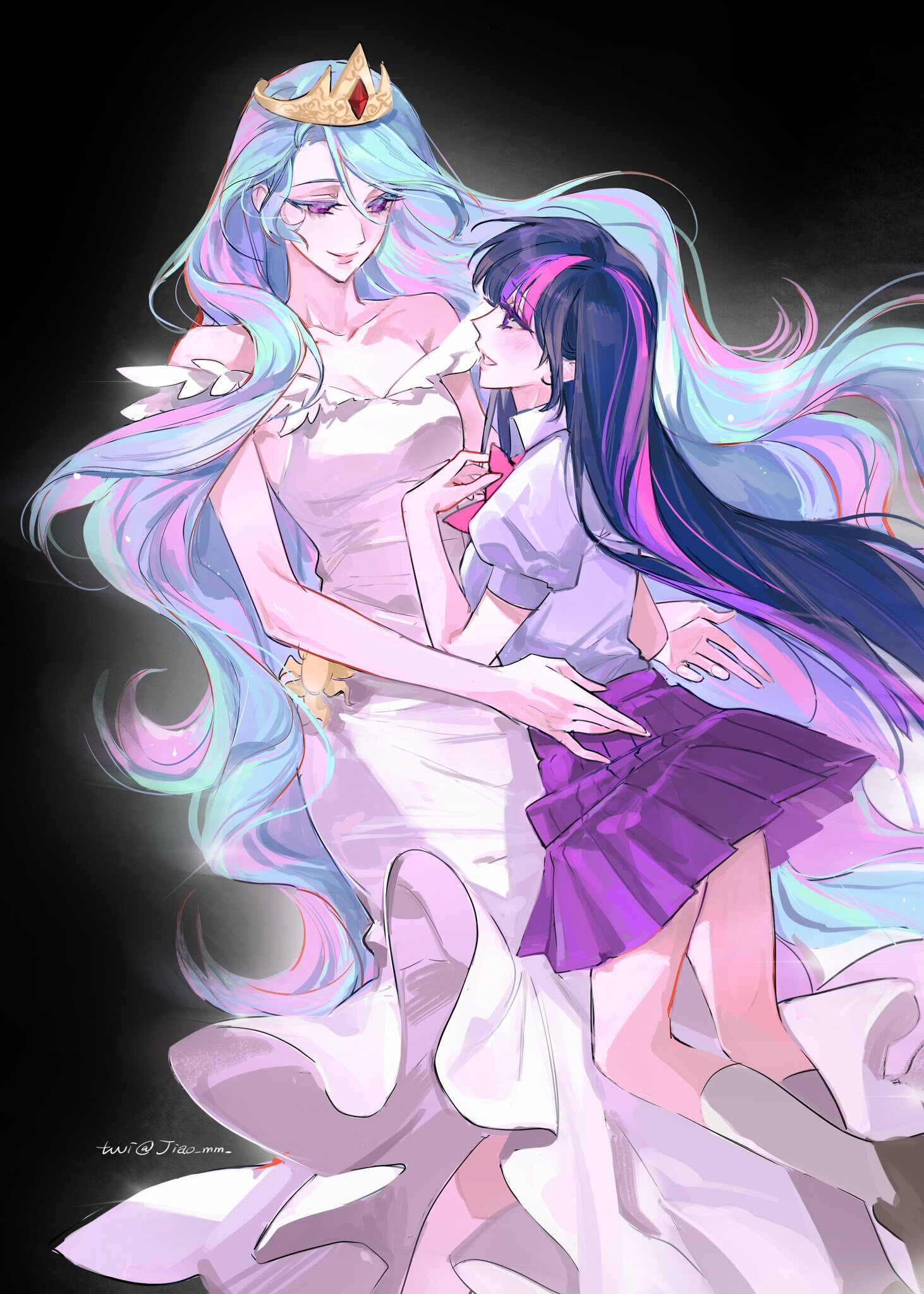 Twilight and Celestia - My little pony, Art, Princess celestia, Twilight sparkle, Humanization