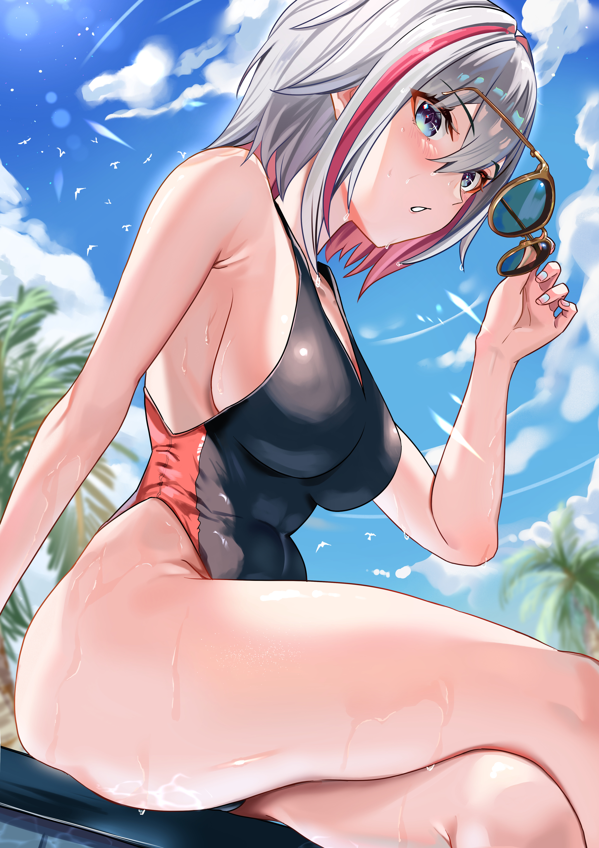 Woman on a well-deserved vacation - Anime, Anime art, Topaz (Honkai: Star Rail), Honkai: Star Rail, Girls, Swimsuit