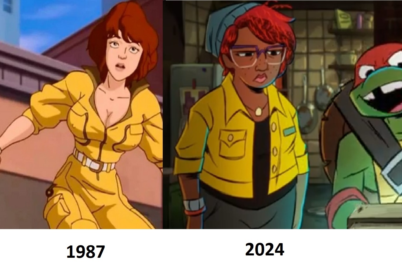 April O'Neil in Teenage Mutant Ninja Turtles 1987 and 2024 - My, The years go by, Beauty standards, Hollywood, Teenage Mutant Ninja Turtles, April O'Neill, It Was-It Was, Repeat