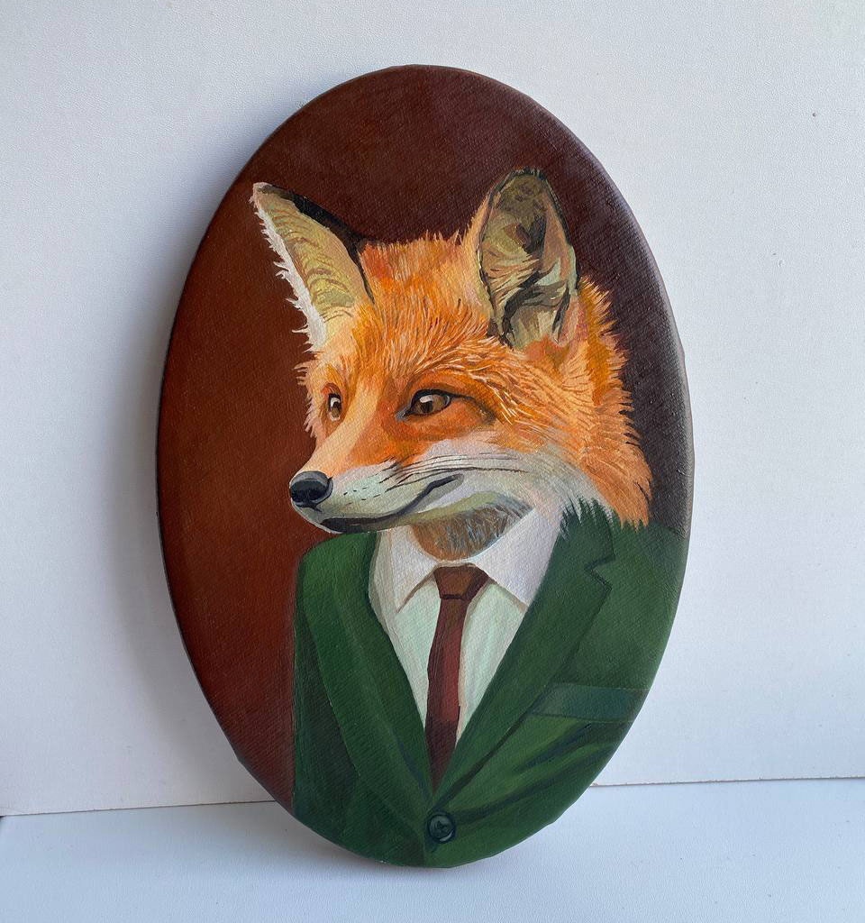 Mr. Fox - My, Oil painting, Canvas, Painting, Modern Art, Butter