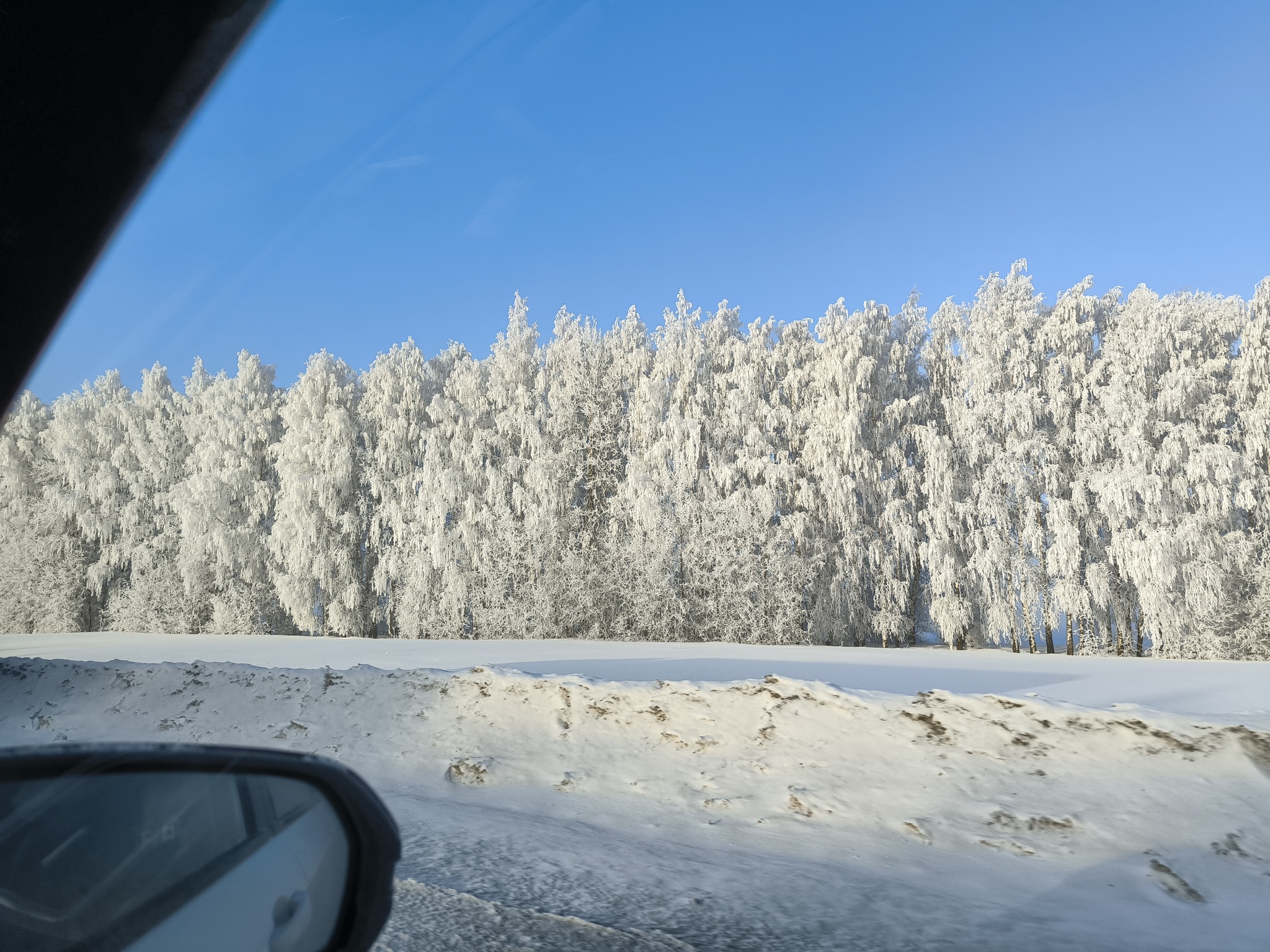 Trip Ufa-Izhevsk-Ufa. Winter 2024 - My, Drive, dawn, Izhevsk, Ufa, Mobile photography, Winter, Forest, Nature, Road, Temple, Frost, freezing, The sun, Longpost