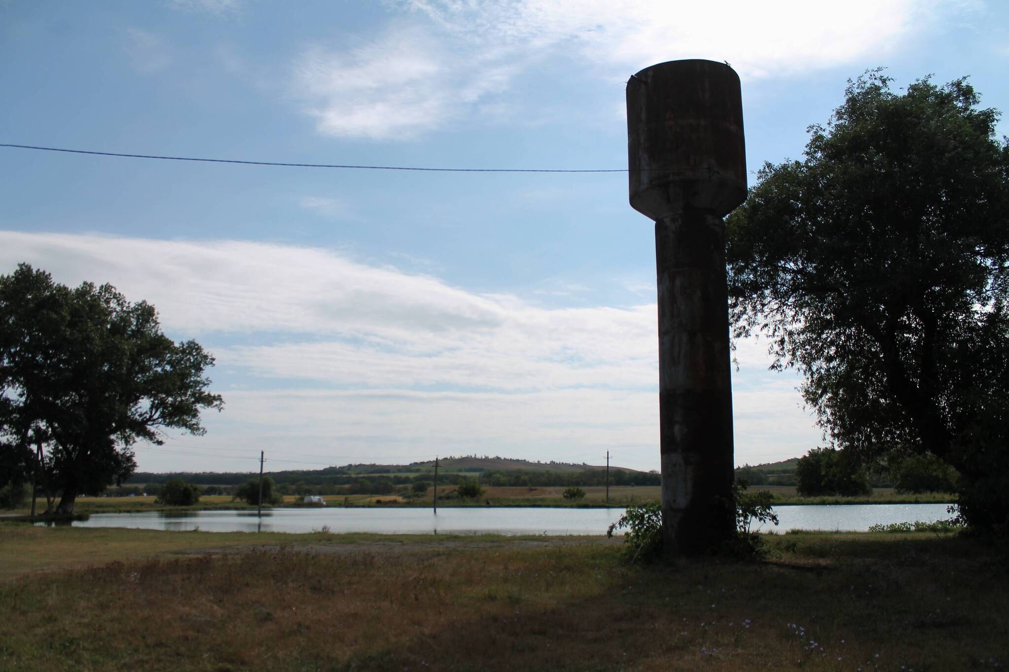 This is a tower - My, The photo, Landscape, Village, Pond, Summer, Fishing, Camping, Water tower