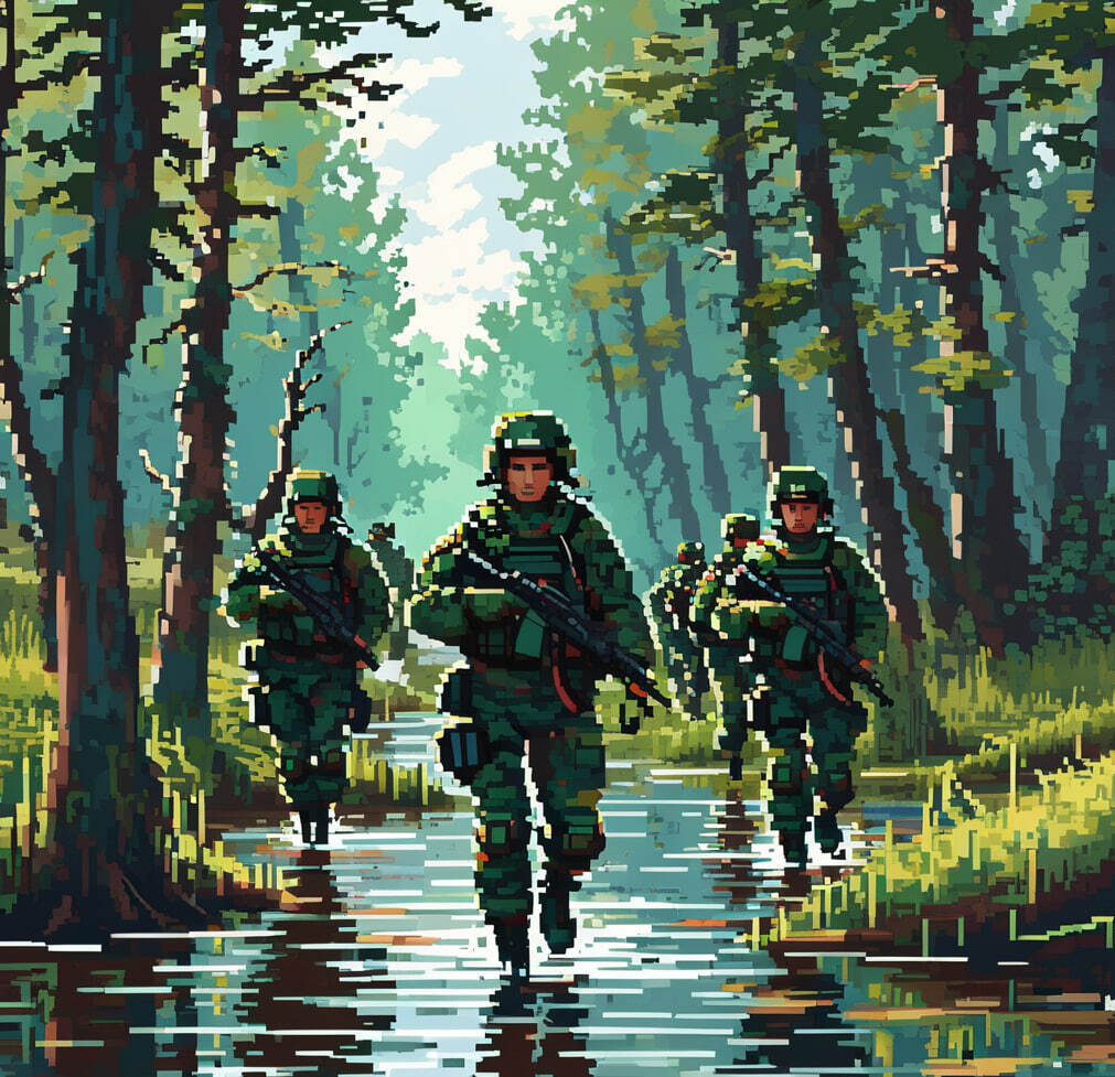 Пиксельное военное искуство - Моё, Pixel Art, Арт, Арты нейросетей, Нейронные сети, Спецназ, Армия, Россия, Обои на телефон, Обои на рабочий стол, Game Art, Dall-e