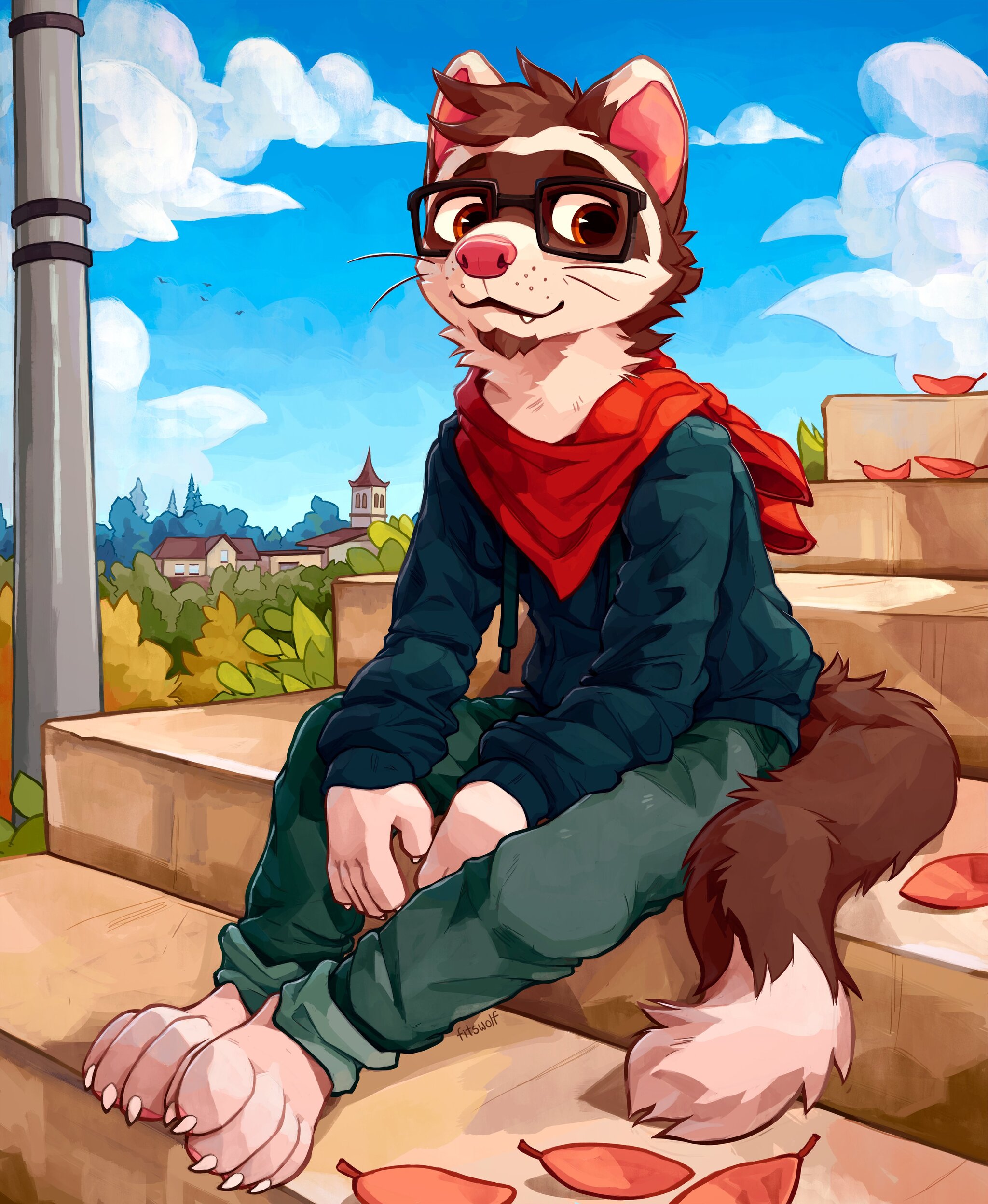 Ferret - Furry, Furry Marten, Steps, Furry art, Art