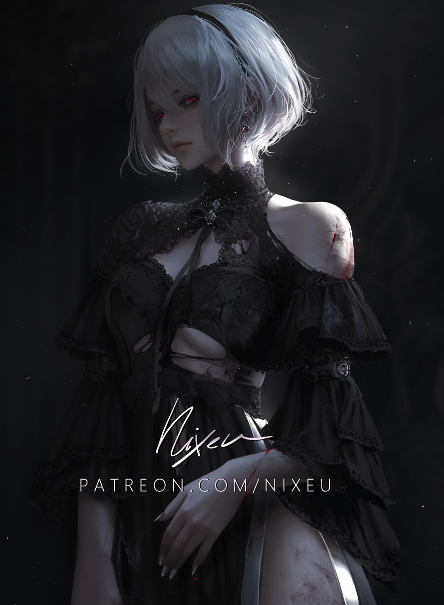 Yorha 2B - Games, Art, NIER Automata, Yorha unit No 2 type B, Nixeu, Girls