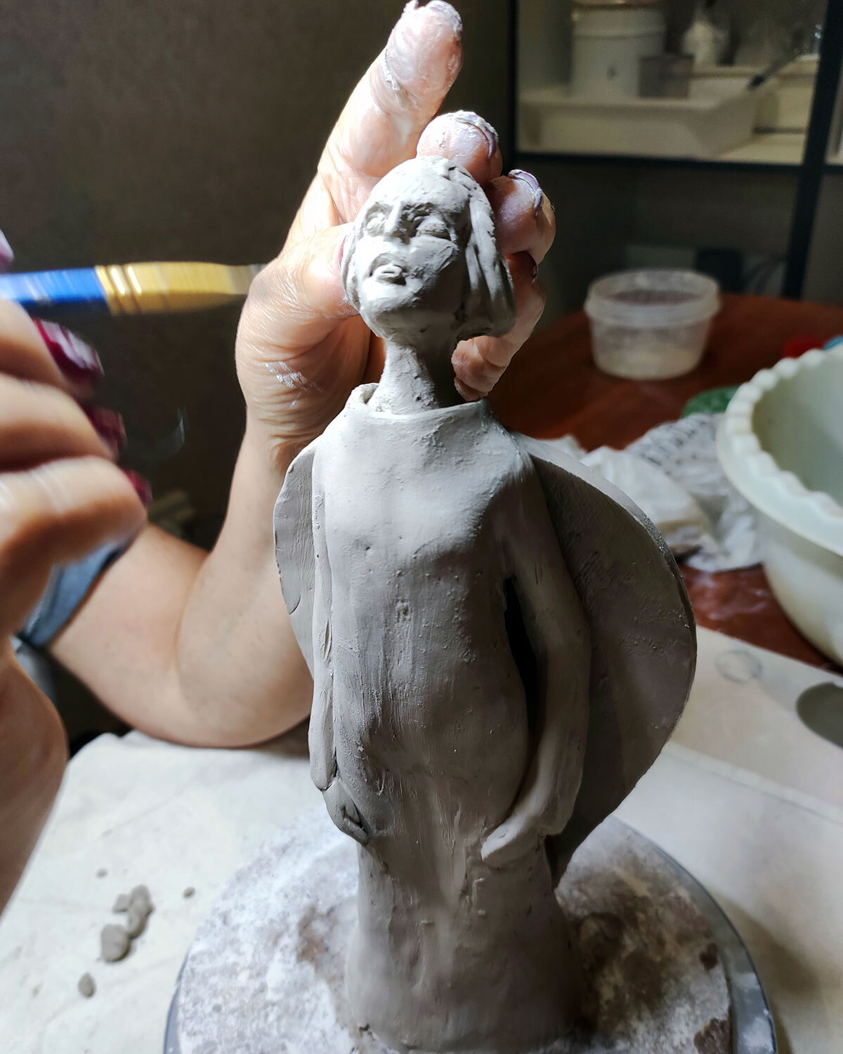 White angel - My, Лепка, With your own hands, Ceramics, Needlework with process, Handmade, Statuette, Angel, Video, Vertical video, Longpost