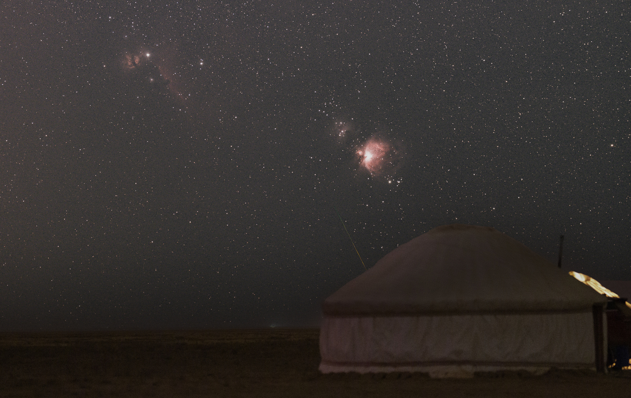 The rise of the constellation Orion over the yurt - My, Astrophoto, Starry sky, Stars, Perseids, Orion nebula, Kalmykia, Polar Lights, Night, Night shooting, Yurt