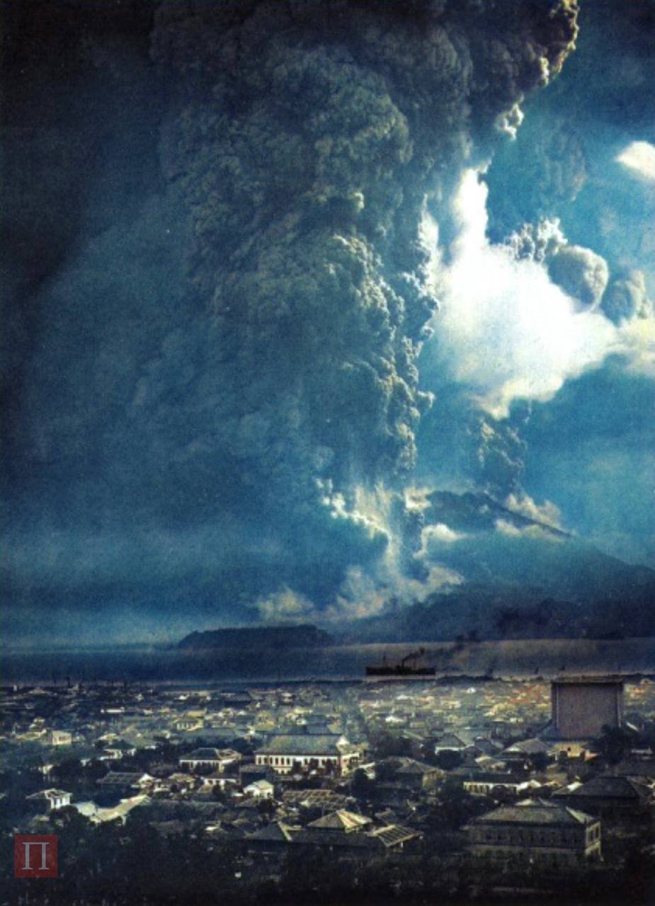 Eruption of the Sakurajima volcano, the most powerful in the twentieth century in Japan - Crossposting, Pikabu publish bot, Telegram (link), Volcano, Japan, Sakurajima Volcano, Old photo, Colorization, 1914