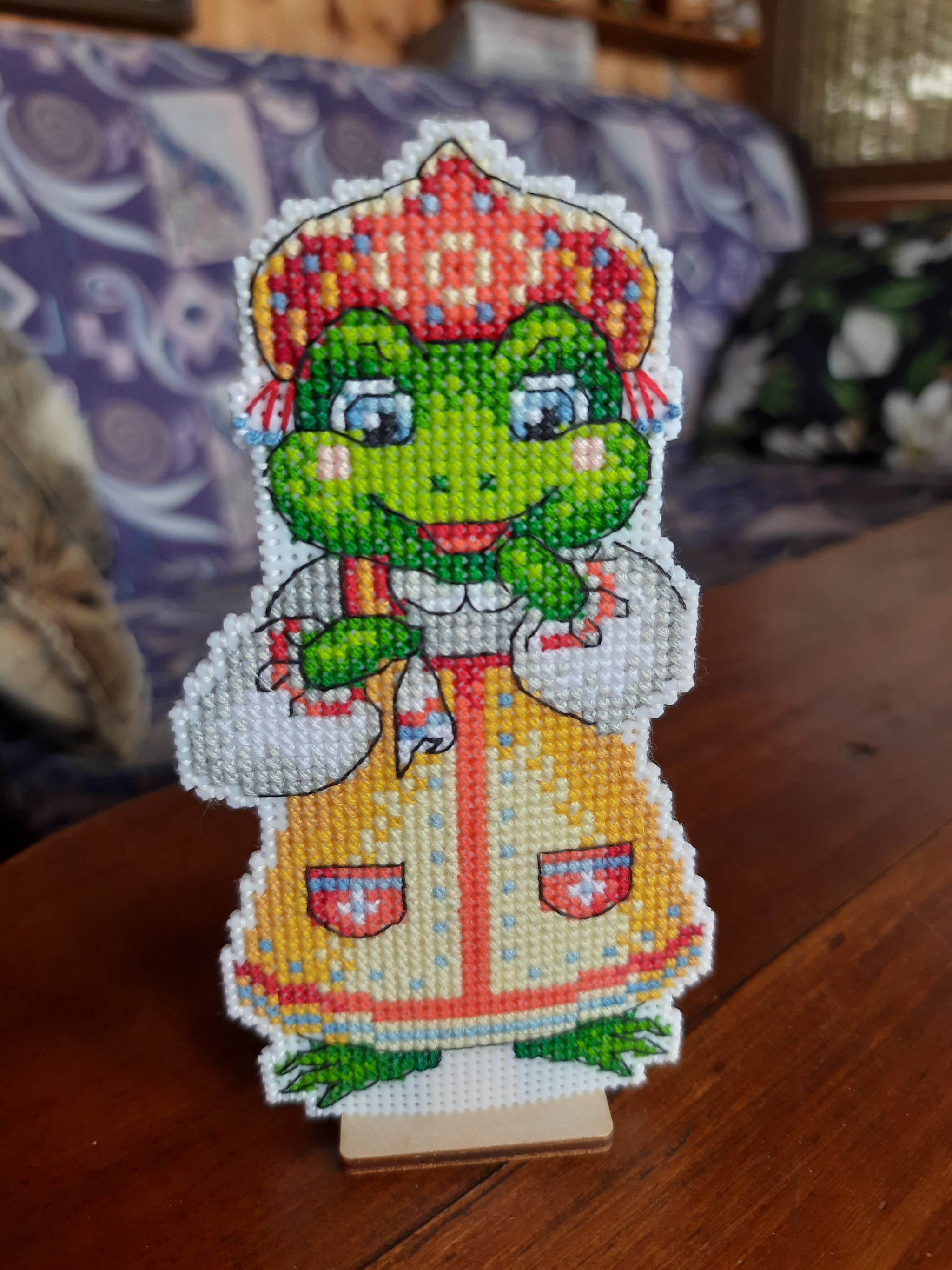 Frog cross my dudes - My, Cross-stitch, Needlework without process, Frogs, It Is Wednesday My Dudes, Wednesday, Author's toy, Toad, Longpost