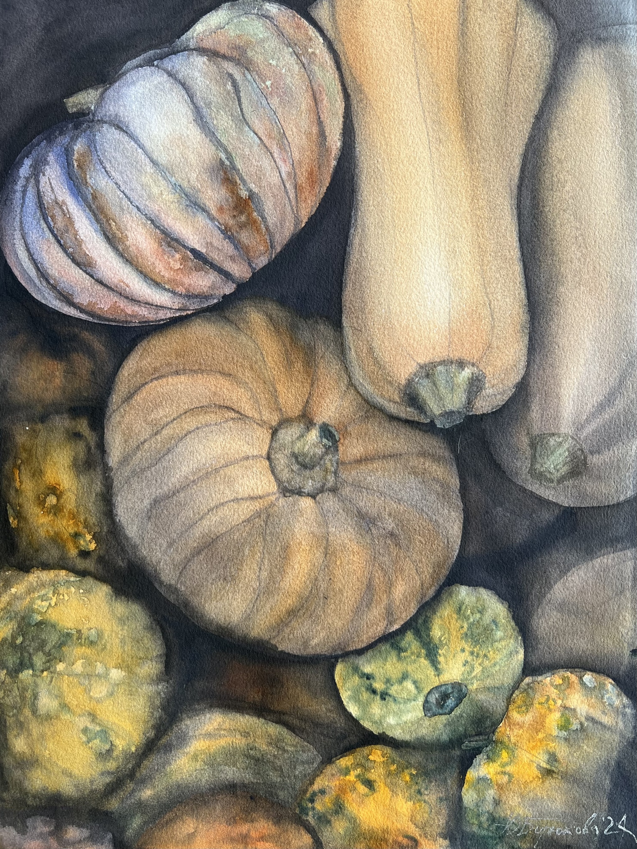 Bund! - My, Watercolor, Traditional art, Drawing, Still life, Pumpkin, Autumn