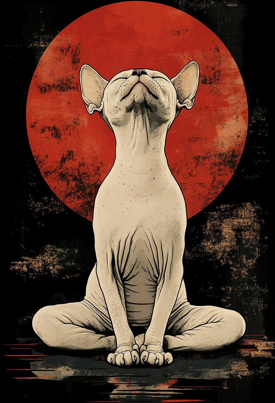 Art - My, Images, cat, Yoga, Print, Funny animals, Art