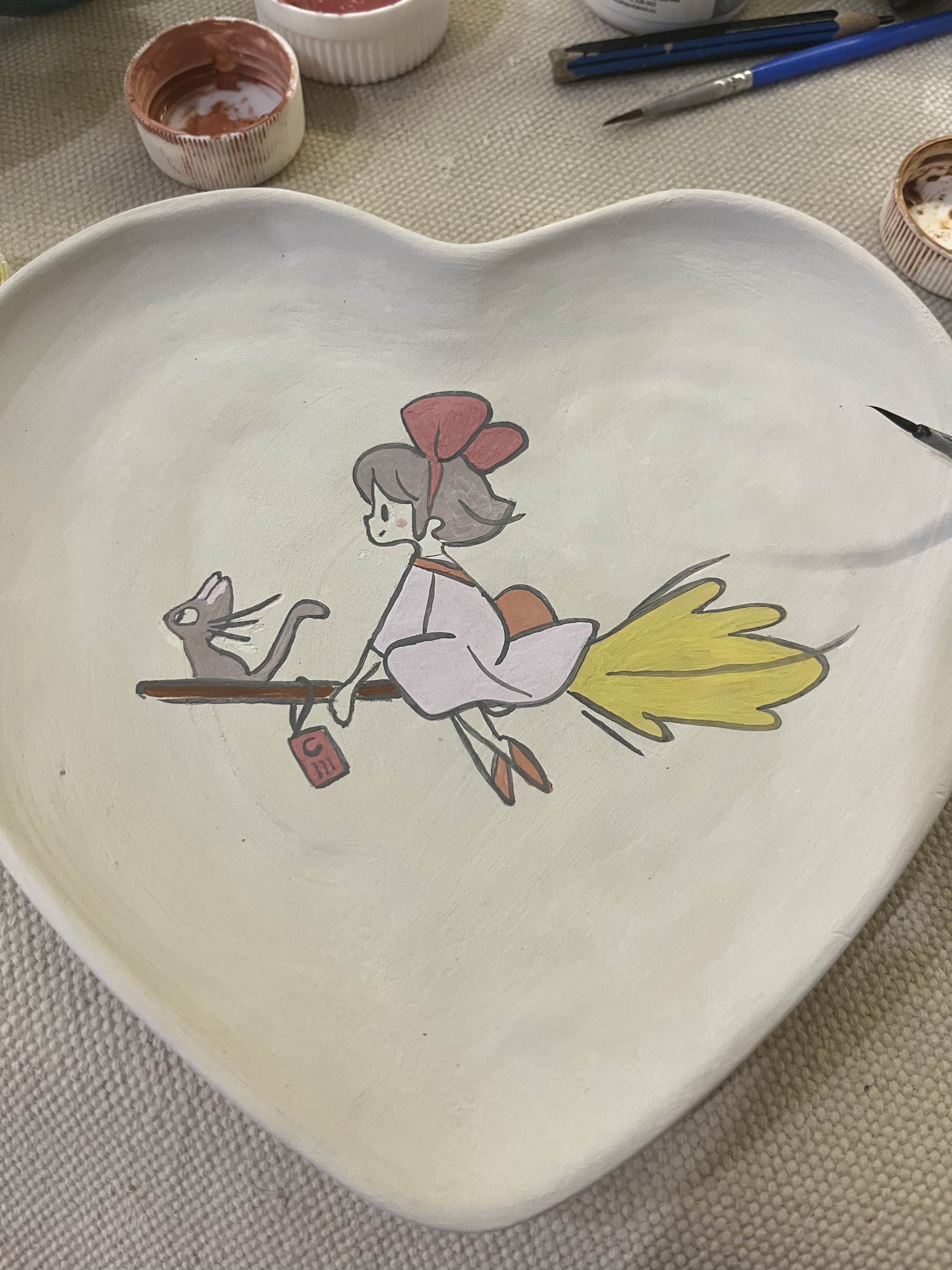 My - My, Handmade, Plate, Anime, Kiki's delivery service, Drawing, Painting, Longpost, Needlework without process